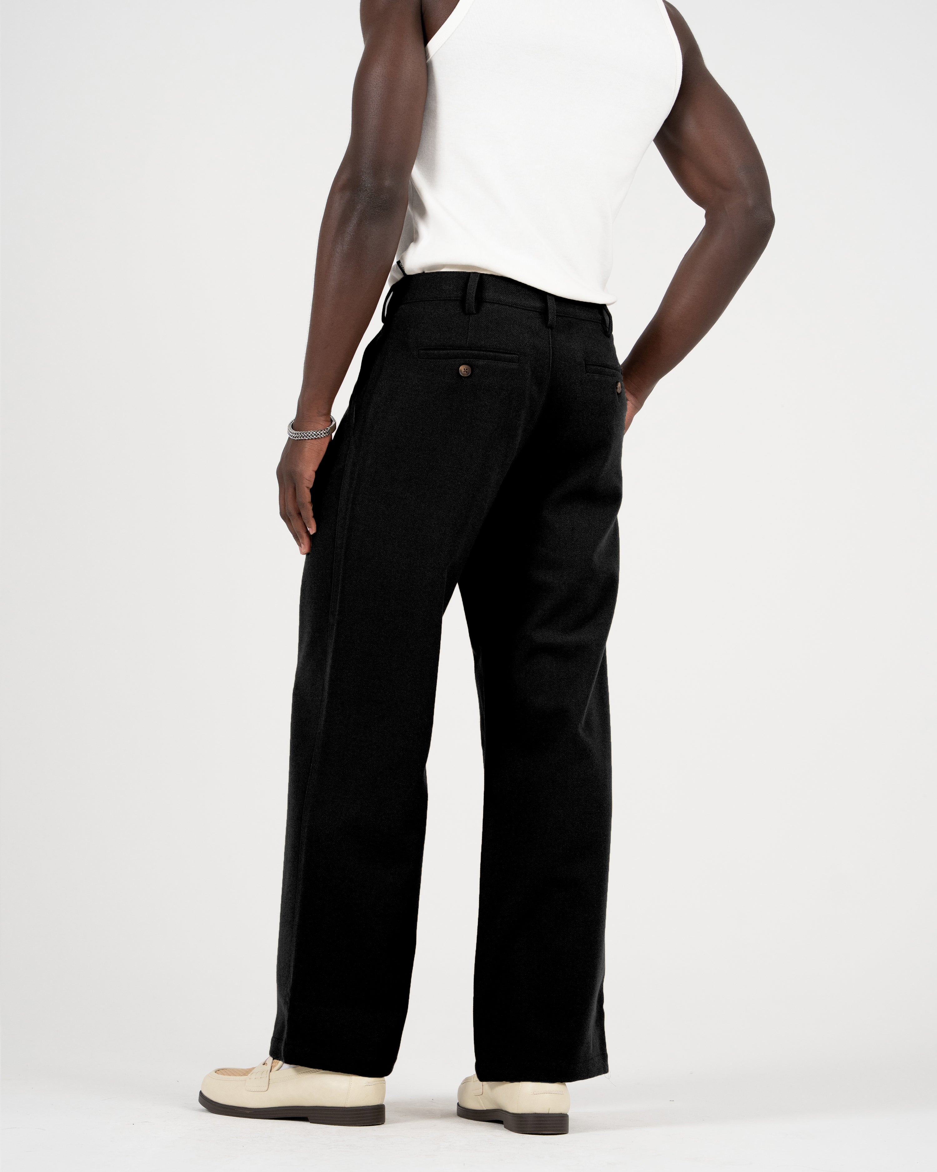 Double Pleated Club Pants Black