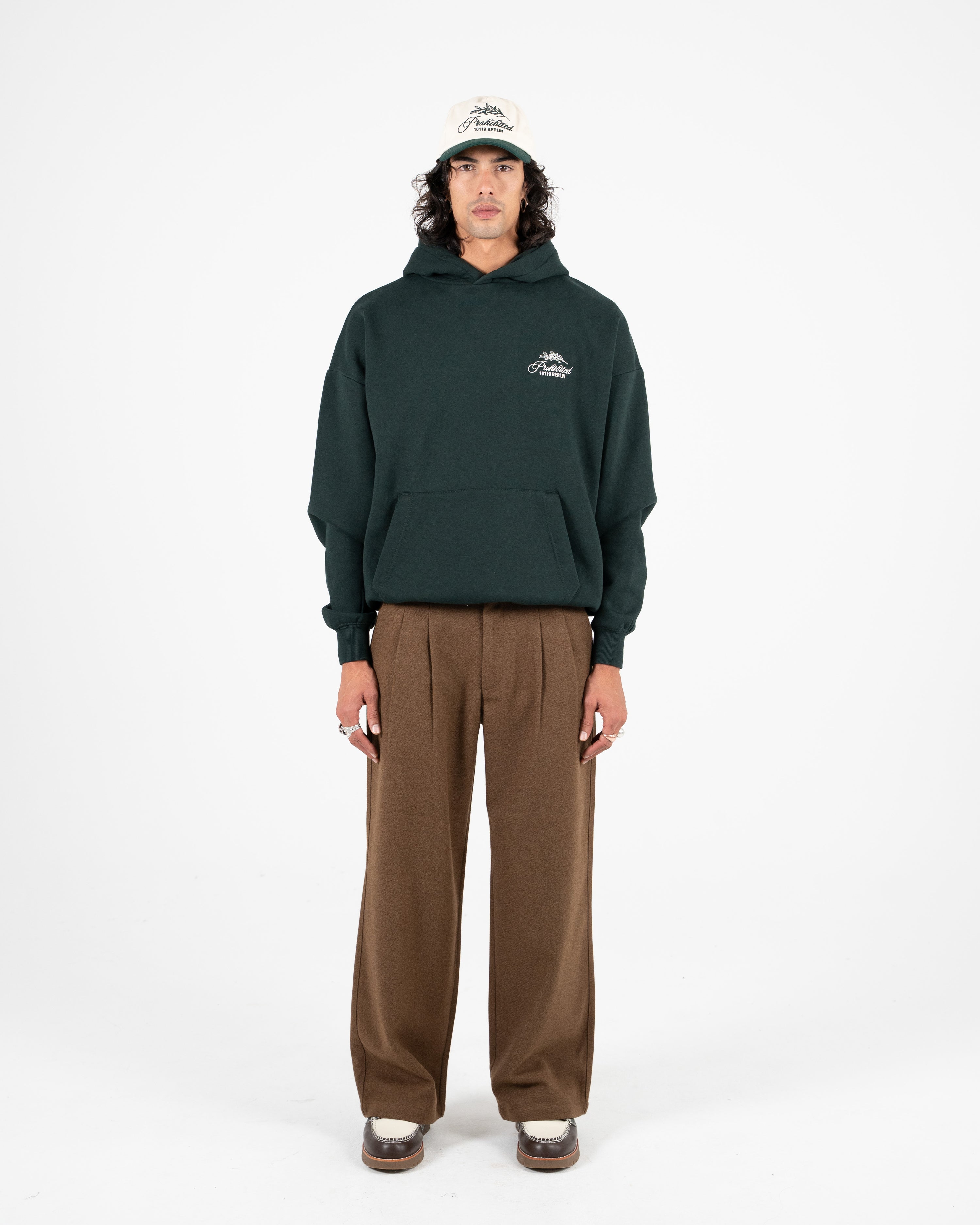 Double Pleated Club Pants Brown
