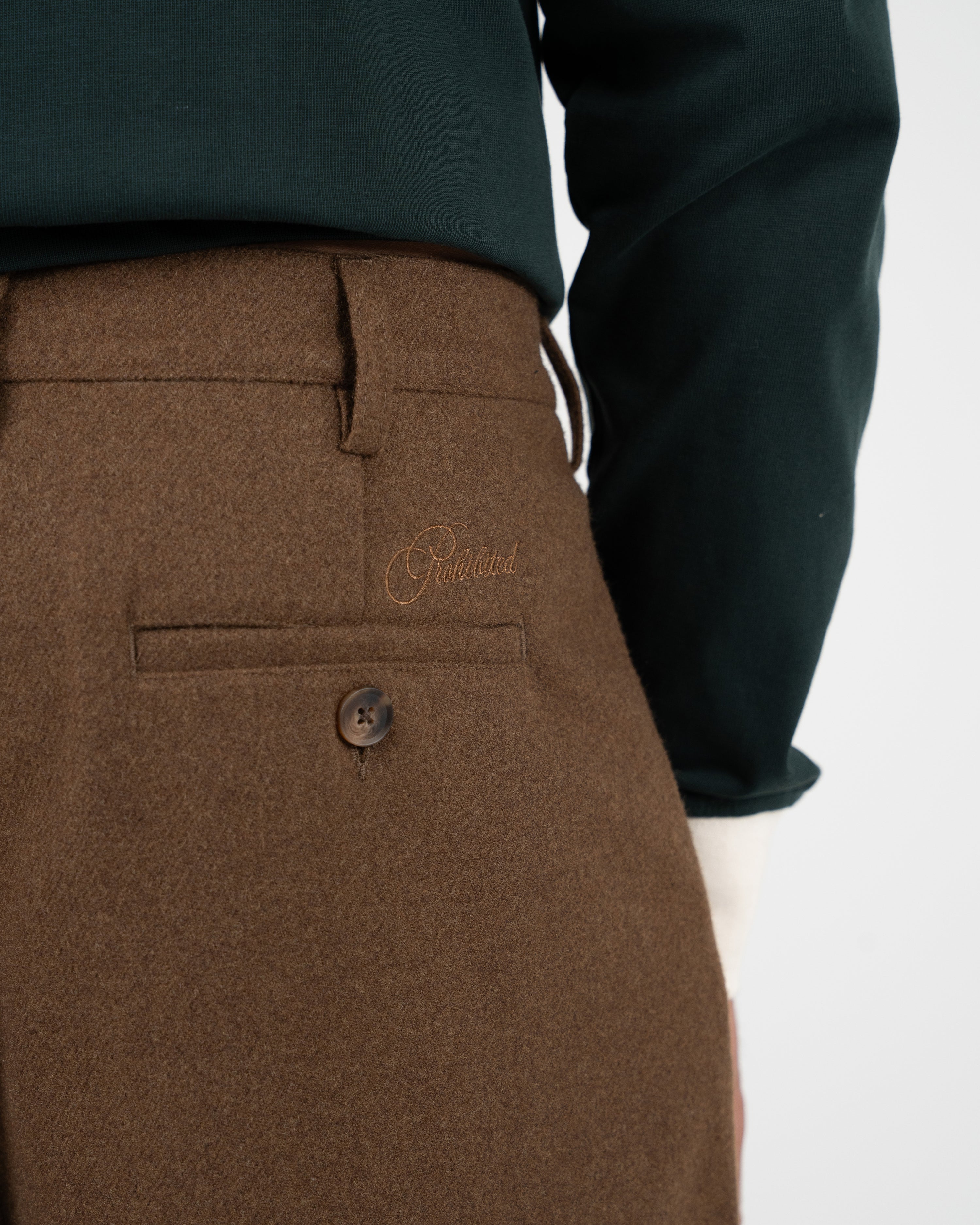 Double Pleated Club Pants Brown
