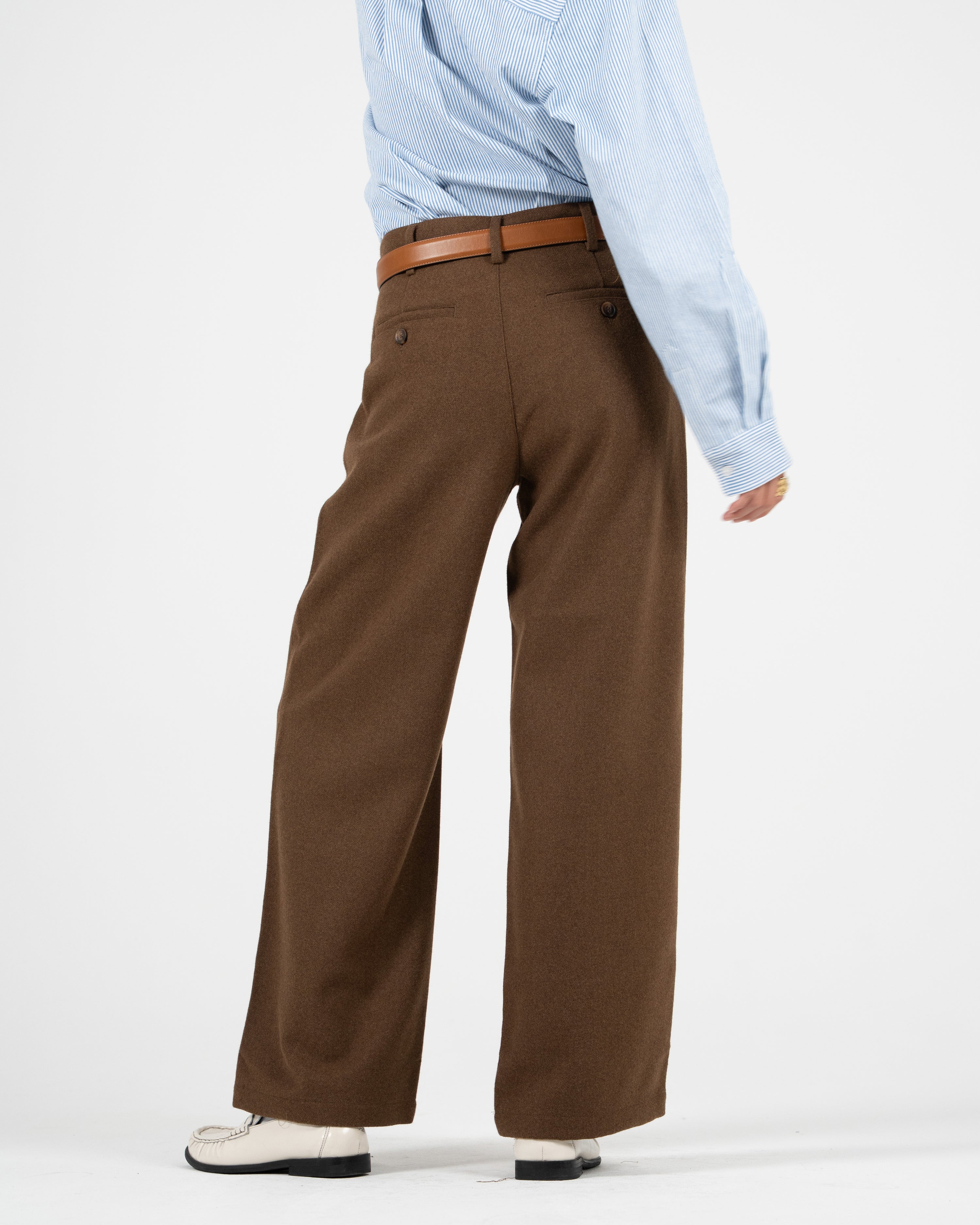 Double Pleated Club Pants Brown