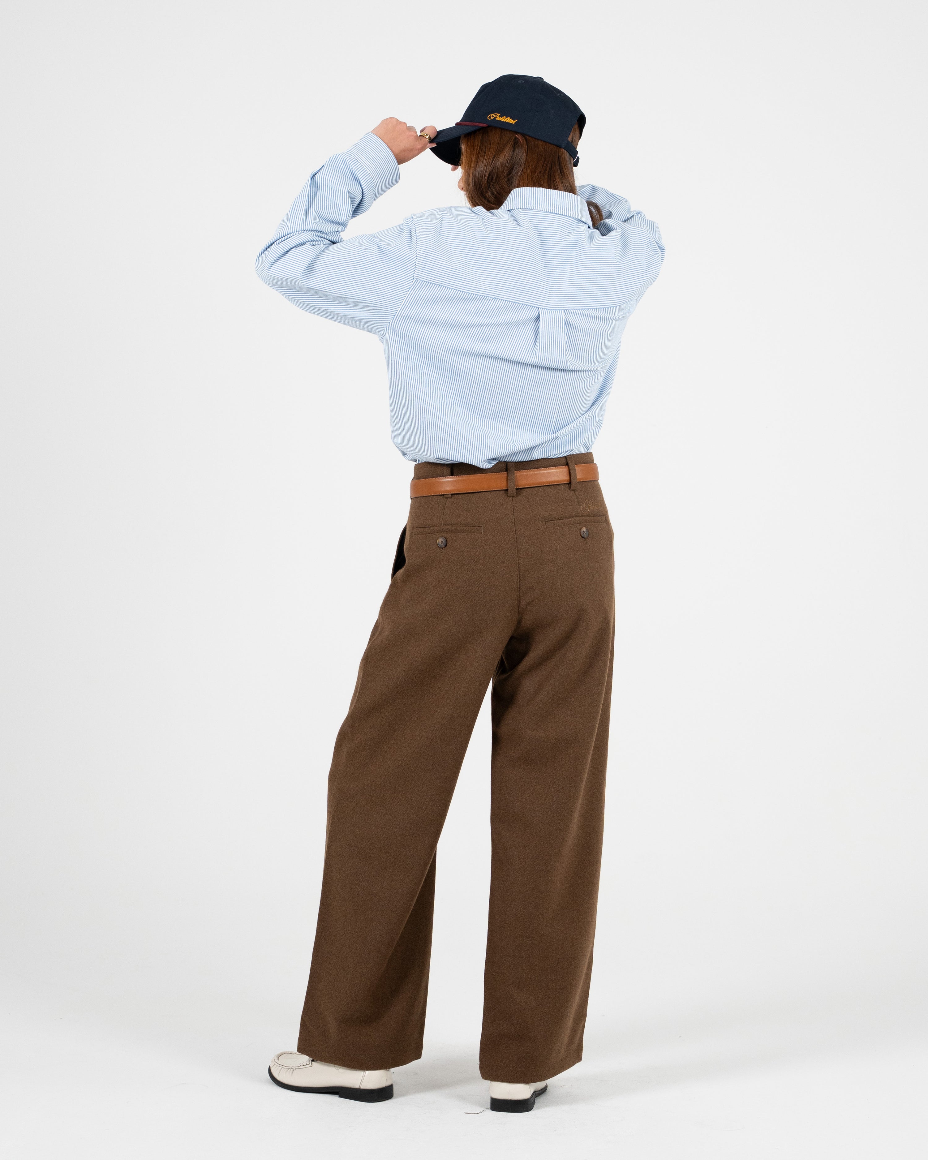 Double Pleated Club Pants Brown