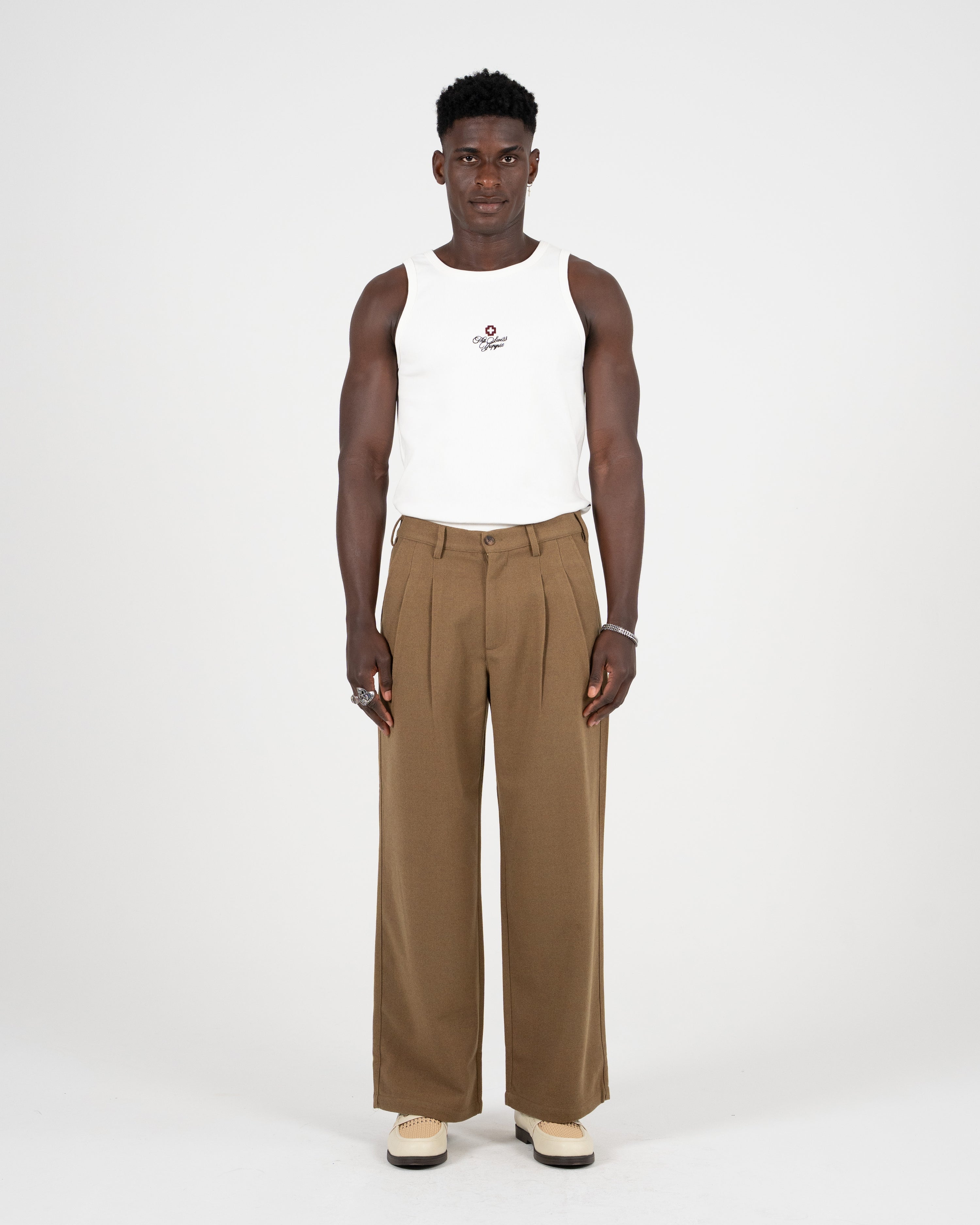 Double Pleated Club Pants Camel