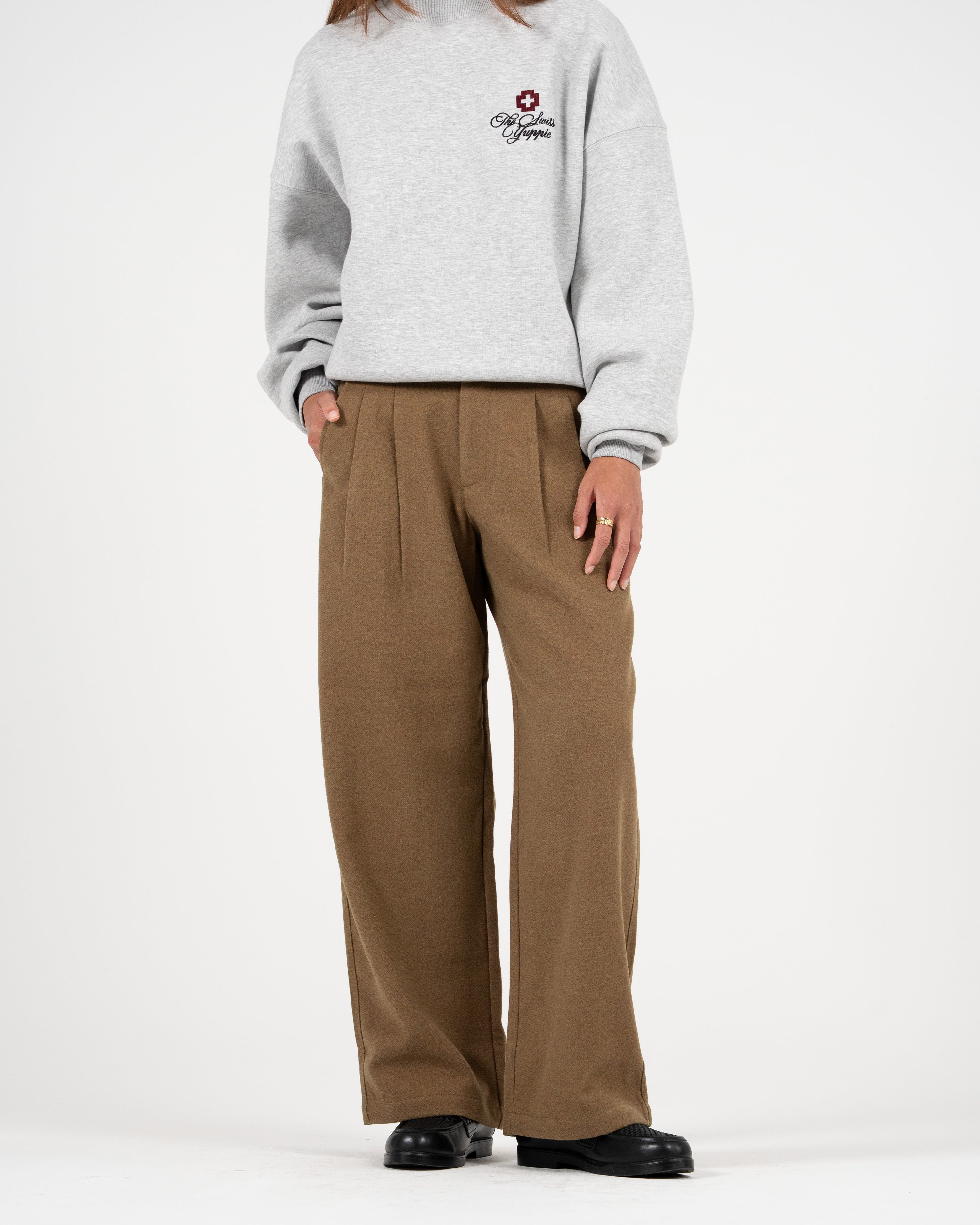 Double Pleated Club Pants Camel