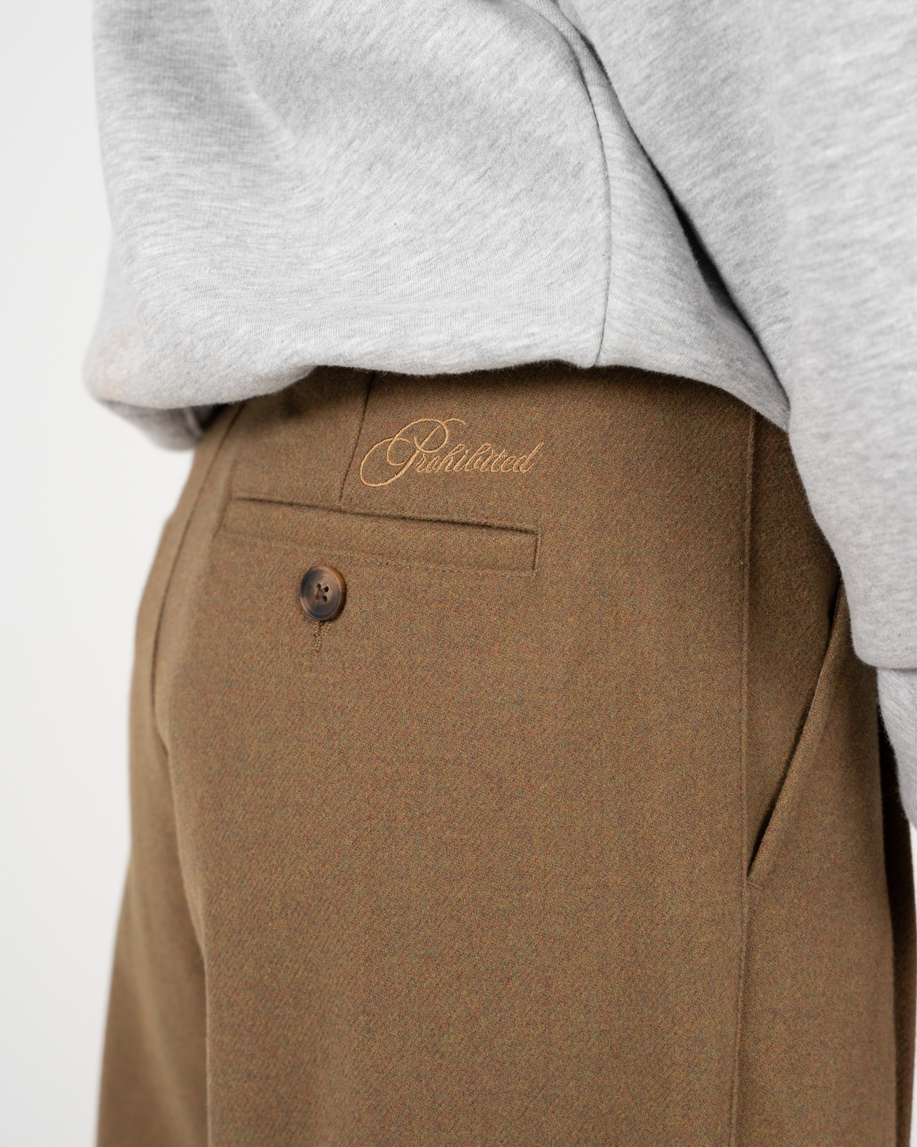 Double Pleated Club Pants Camel