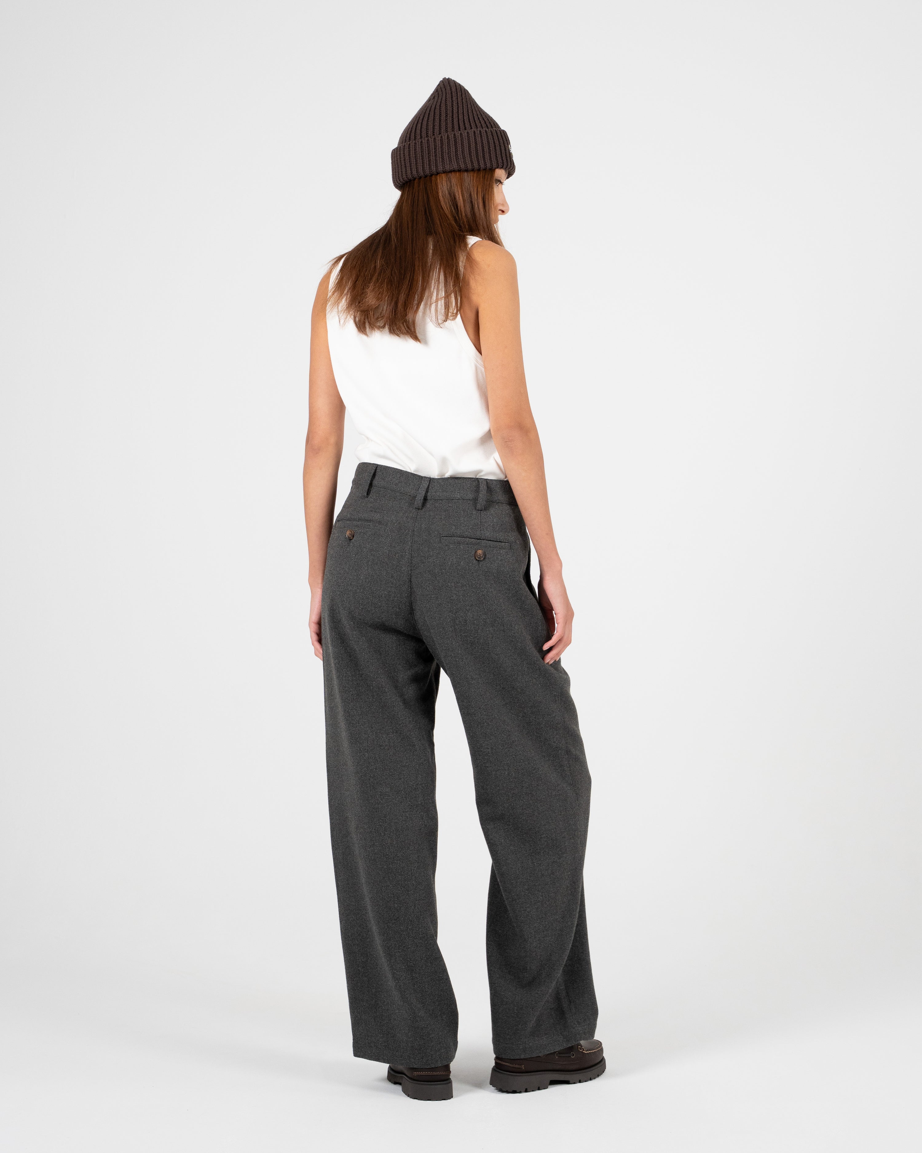 Double Pleated Club Pants Dark Grey