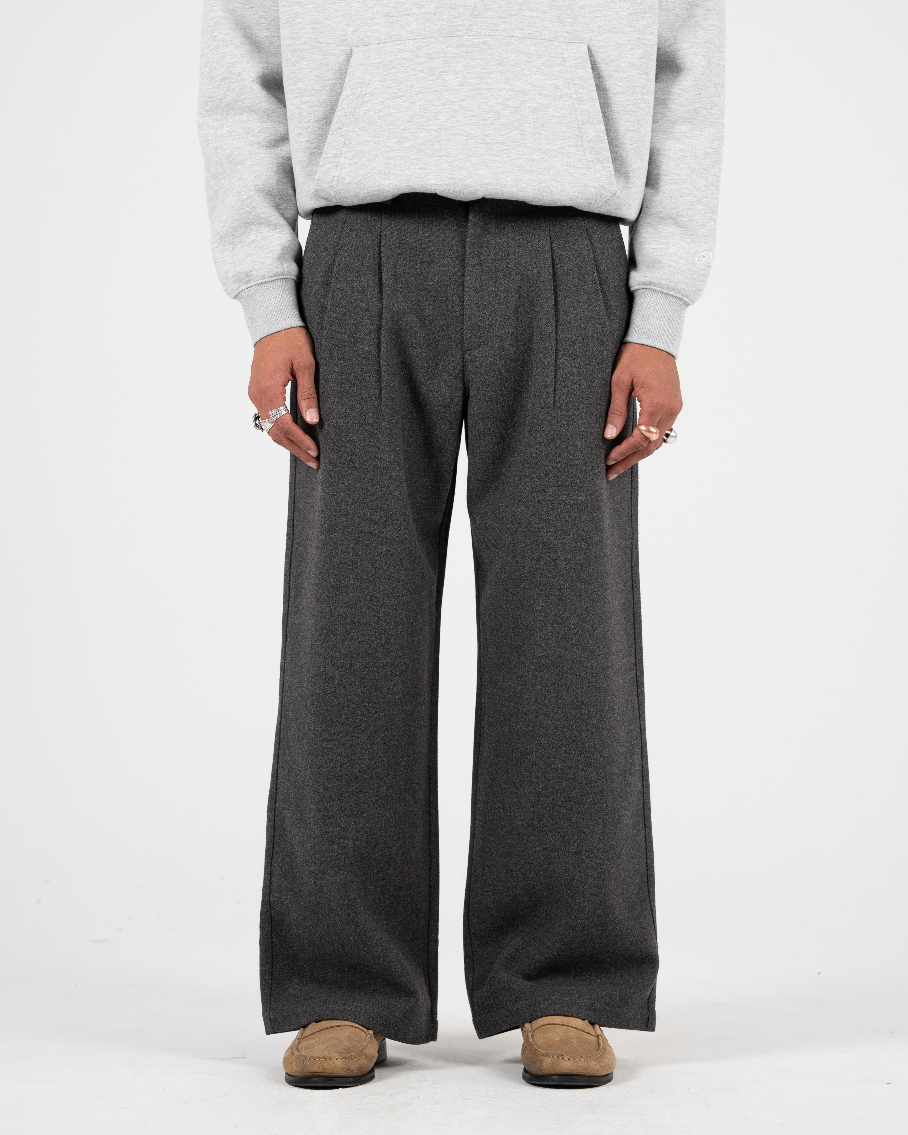 Double Pleated Club Pants Dark Grey