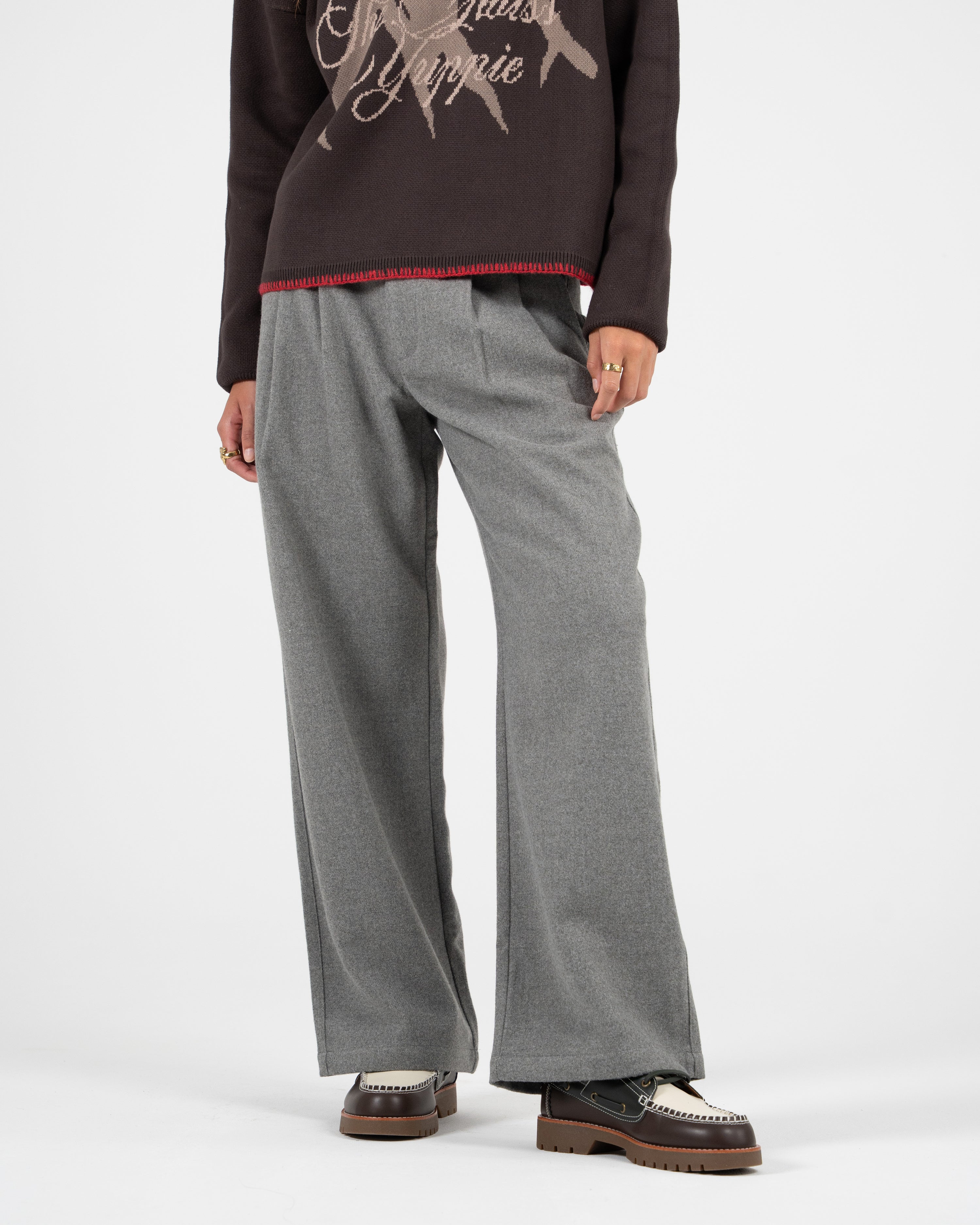 Double Pleated Club Pants Grey