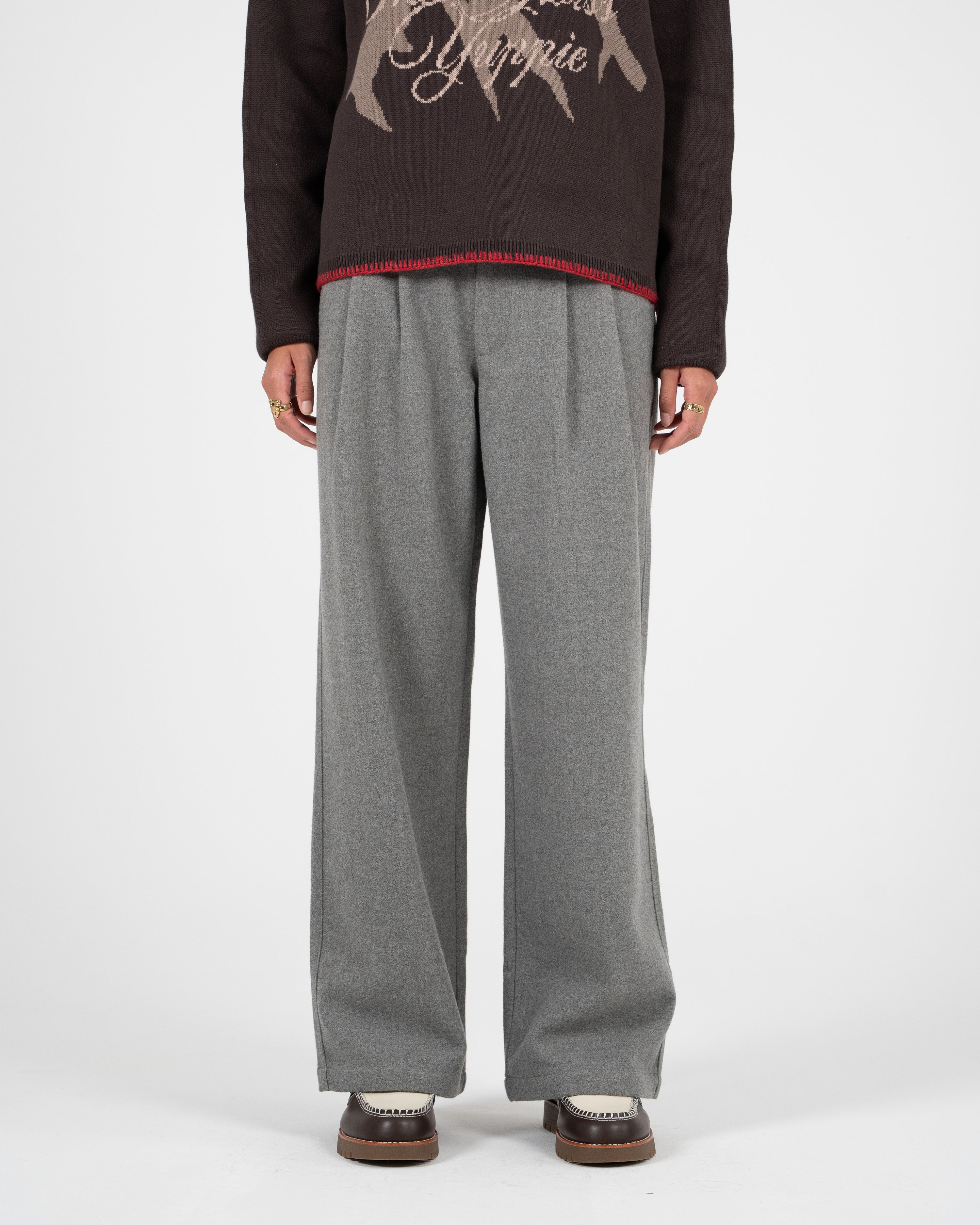 Double Pleated Club Pants Grey