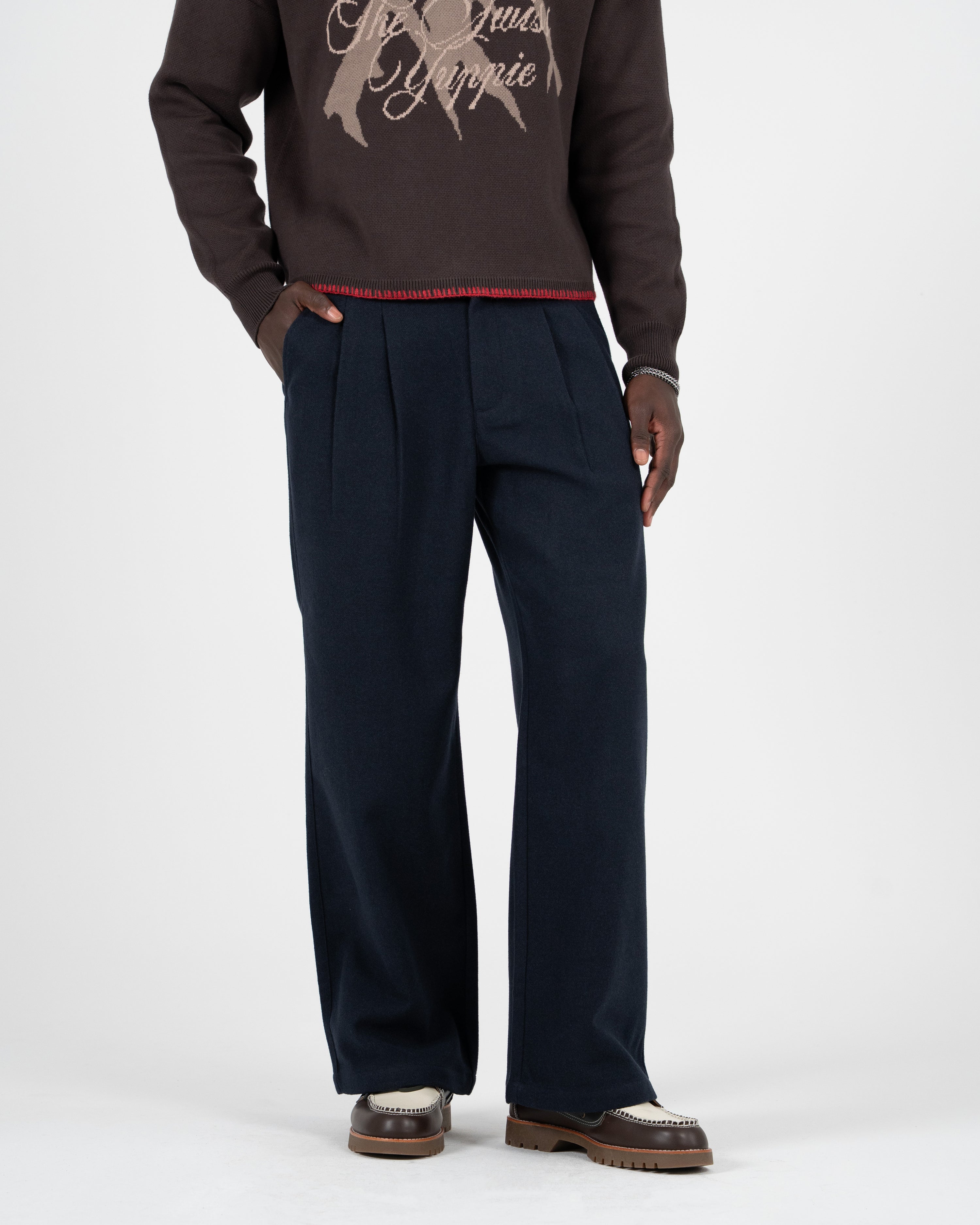 Double Pleated Club Pants Navy