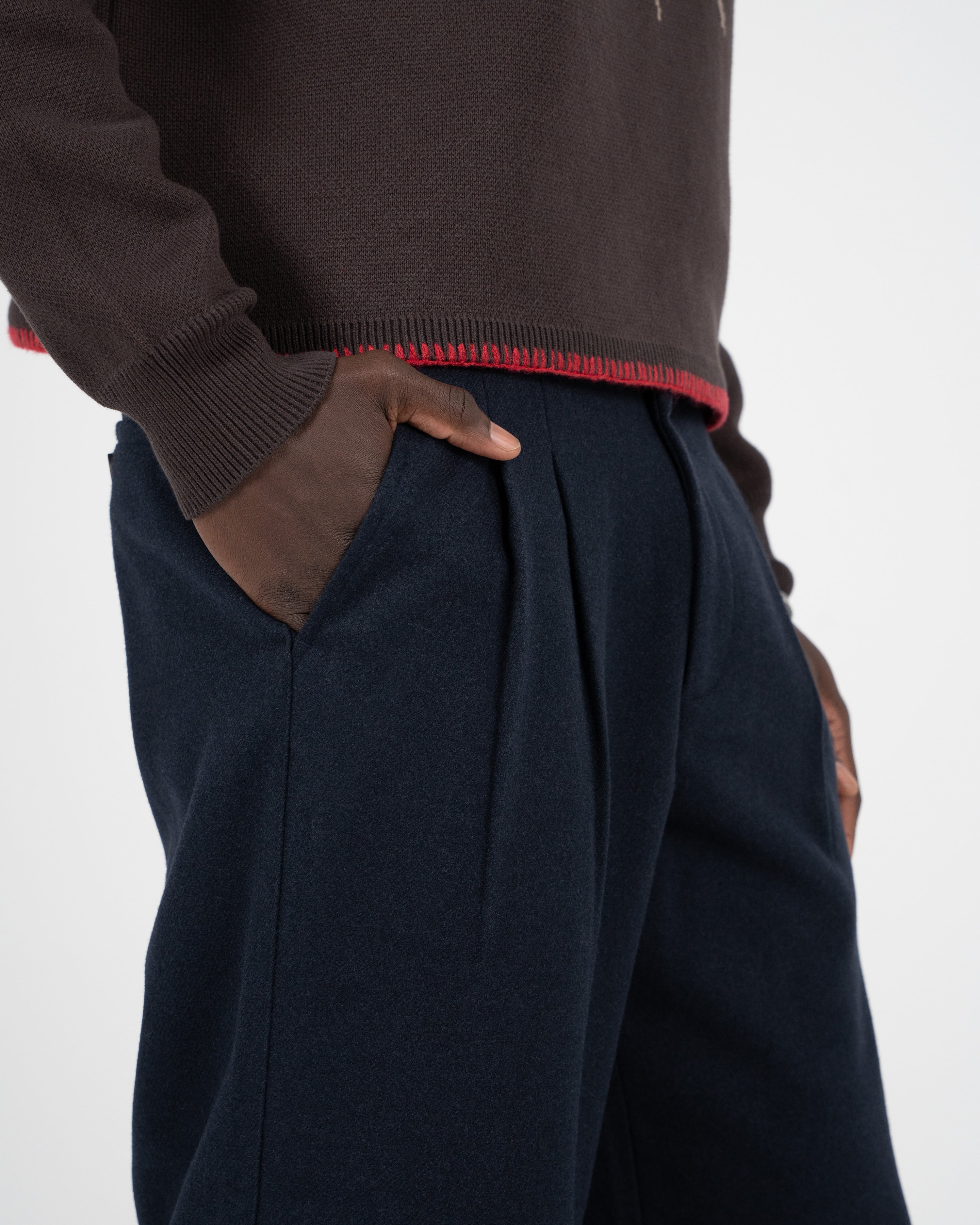 Double Pleated Club Pants Navy