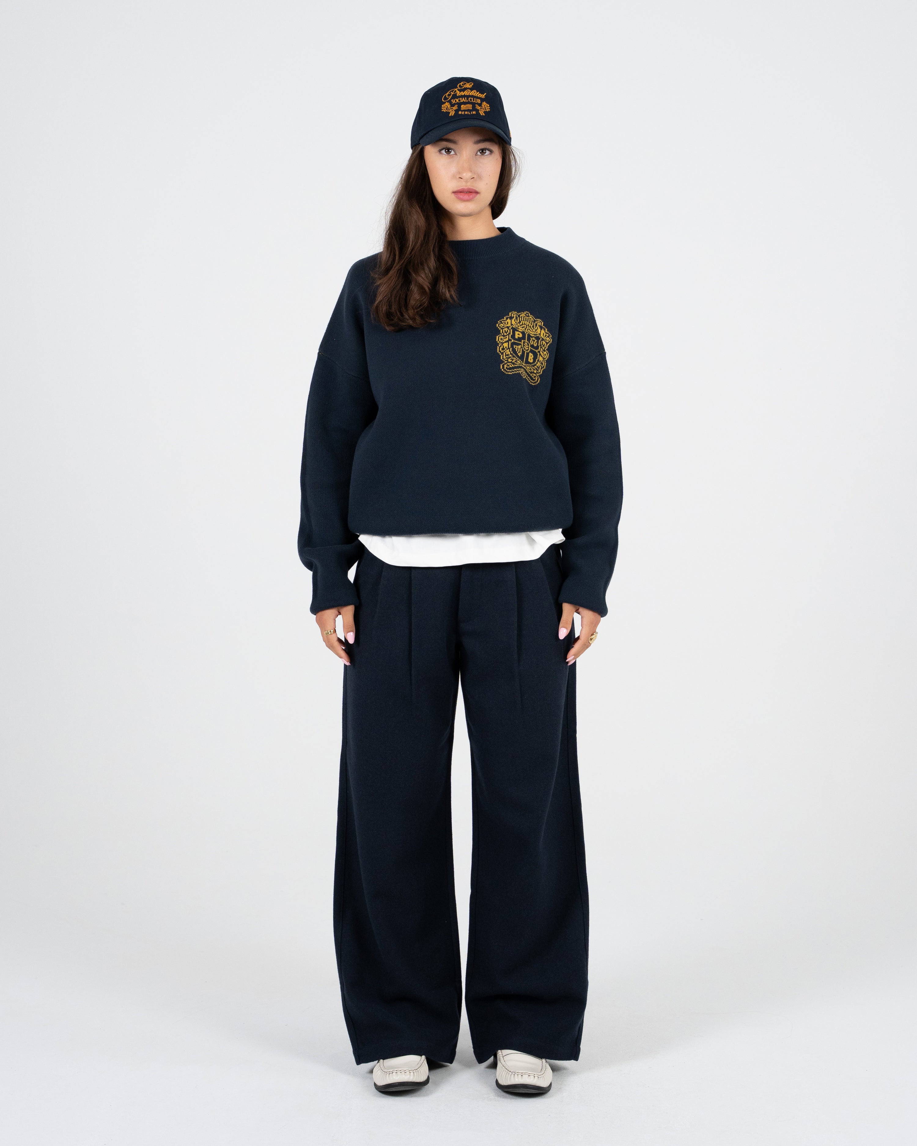 Double Pleated Club Pants Navy