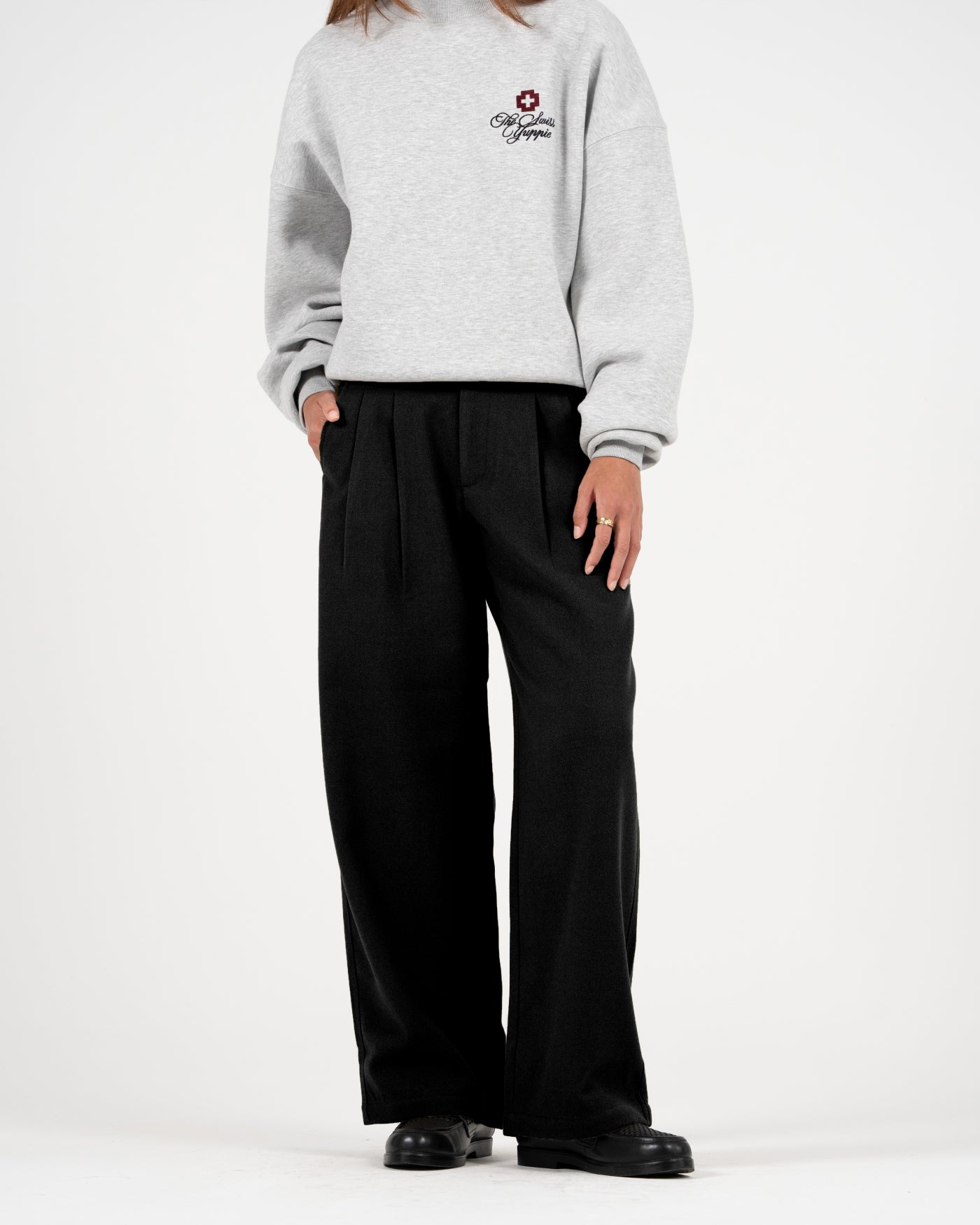 Double Pleated Club Pants | Black