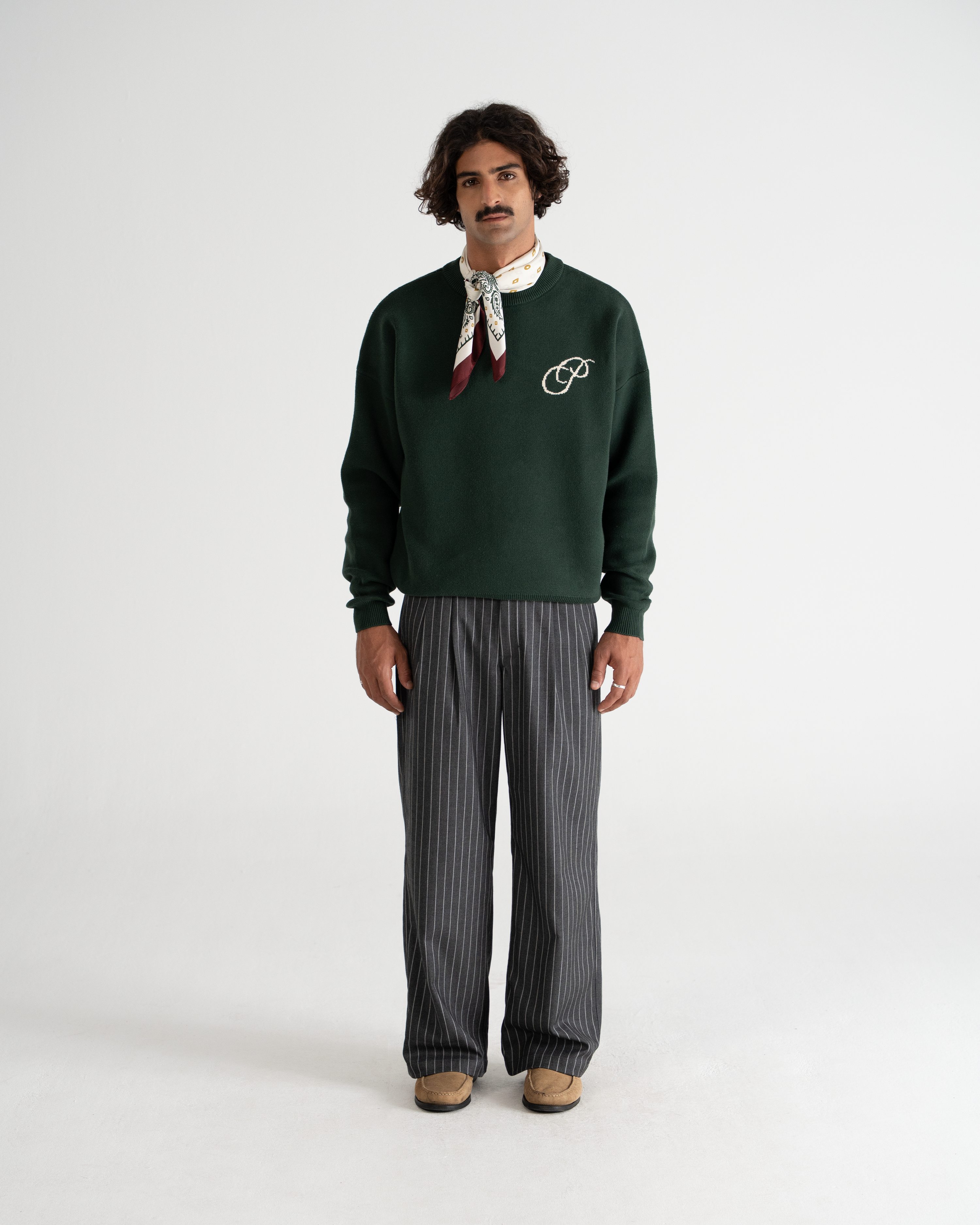 Initial Knit Sweater Green