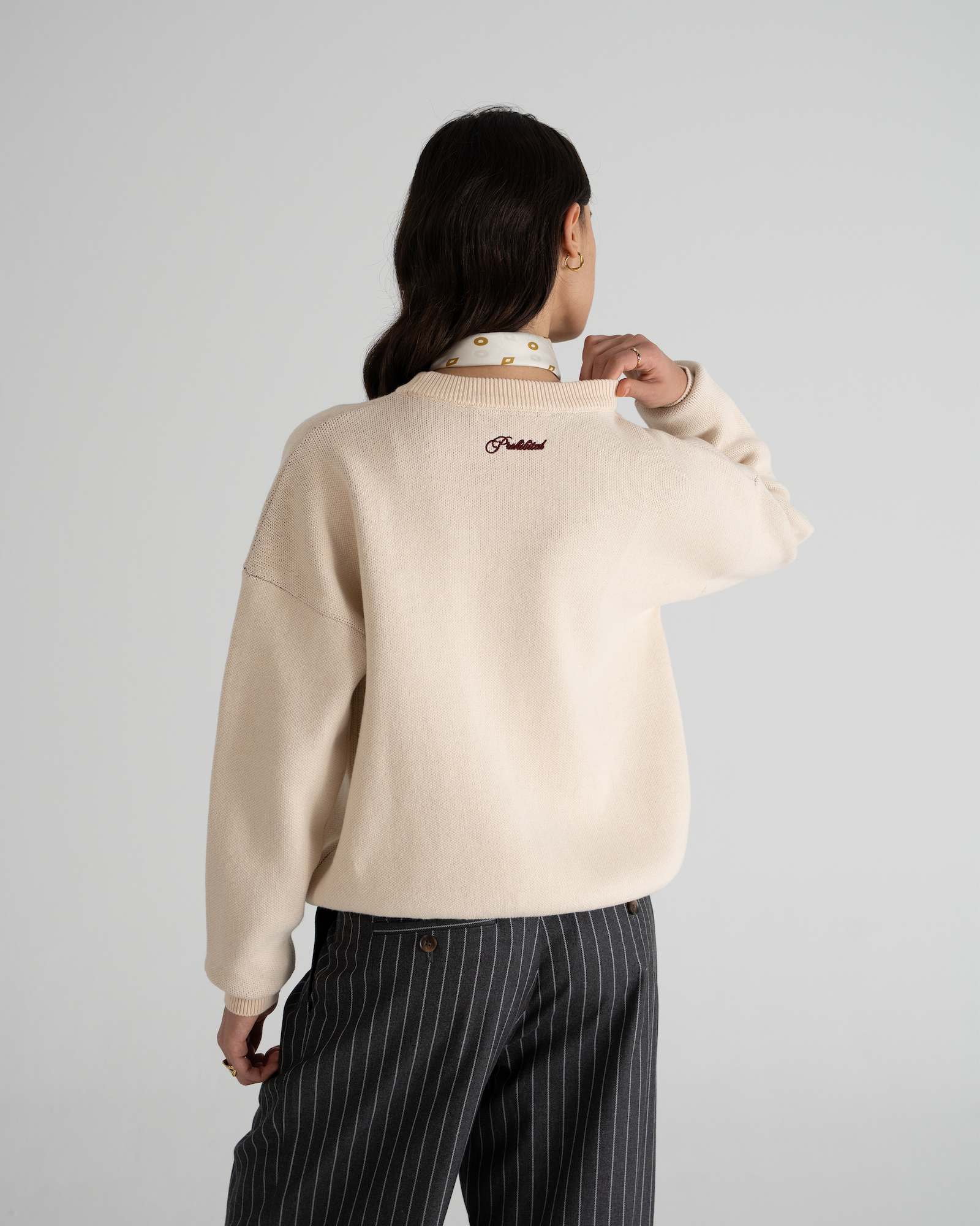 Initial Knit Sweater Cream