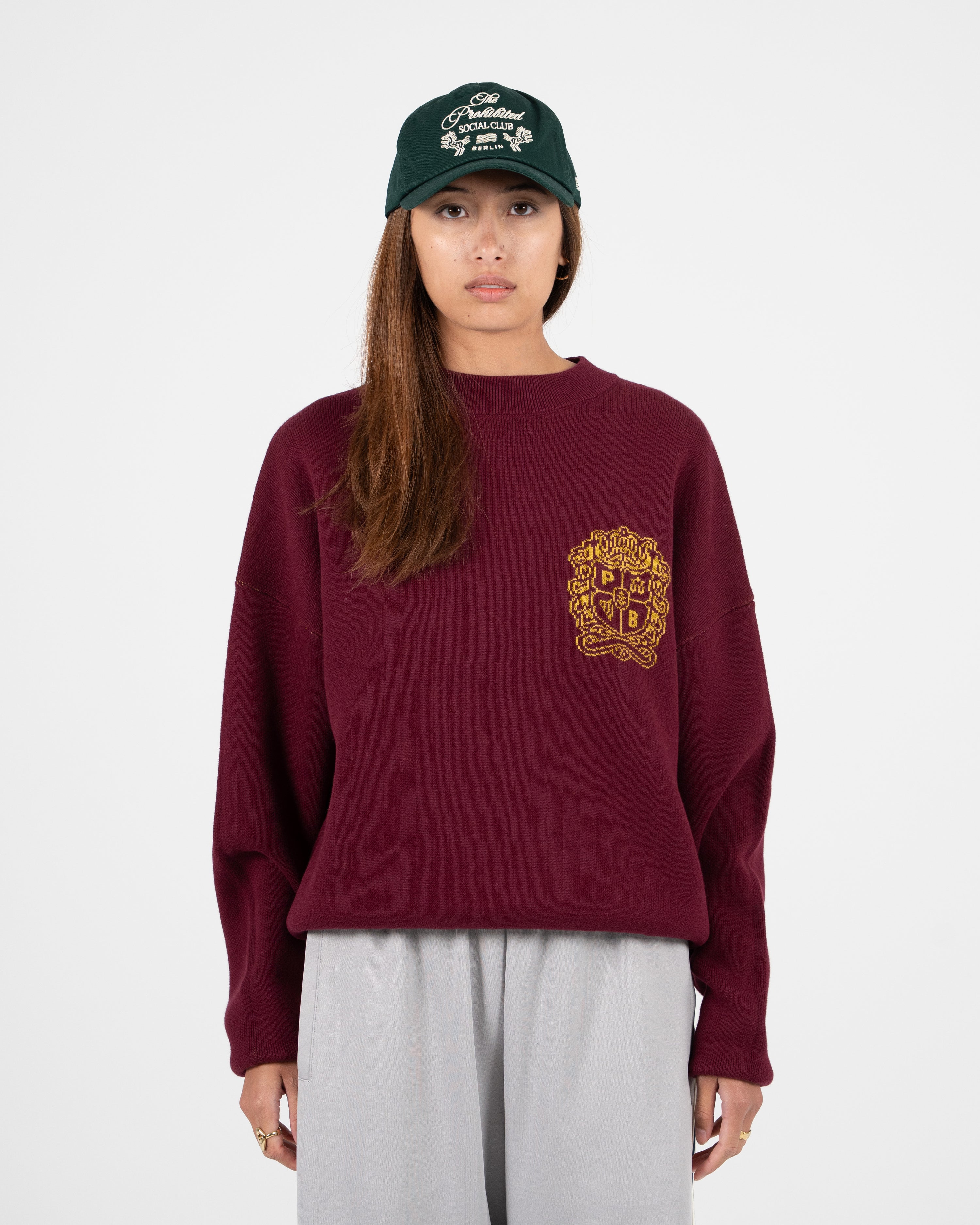 Emblem Knit Sweater Bordeaux