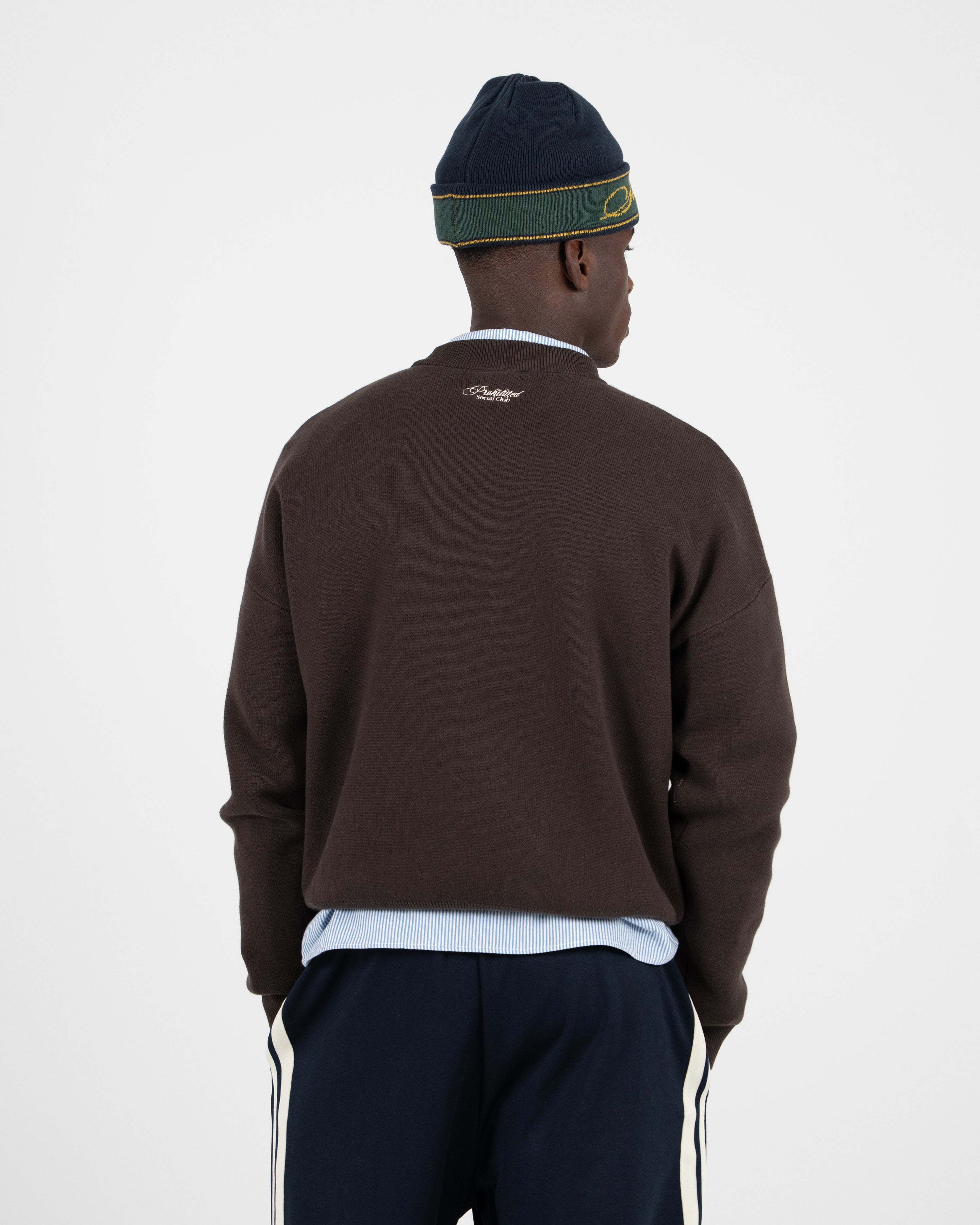 Emblem Knit Sweater Brown