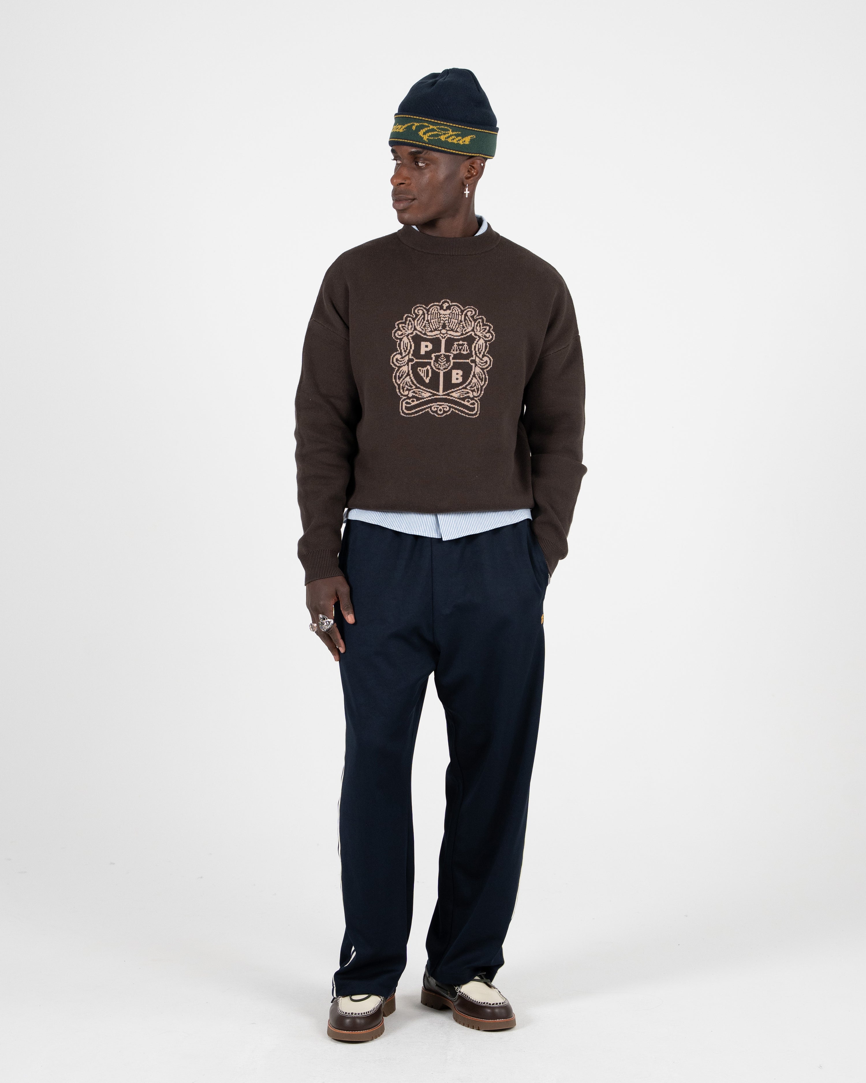 Emblem Knit Sweater Brown