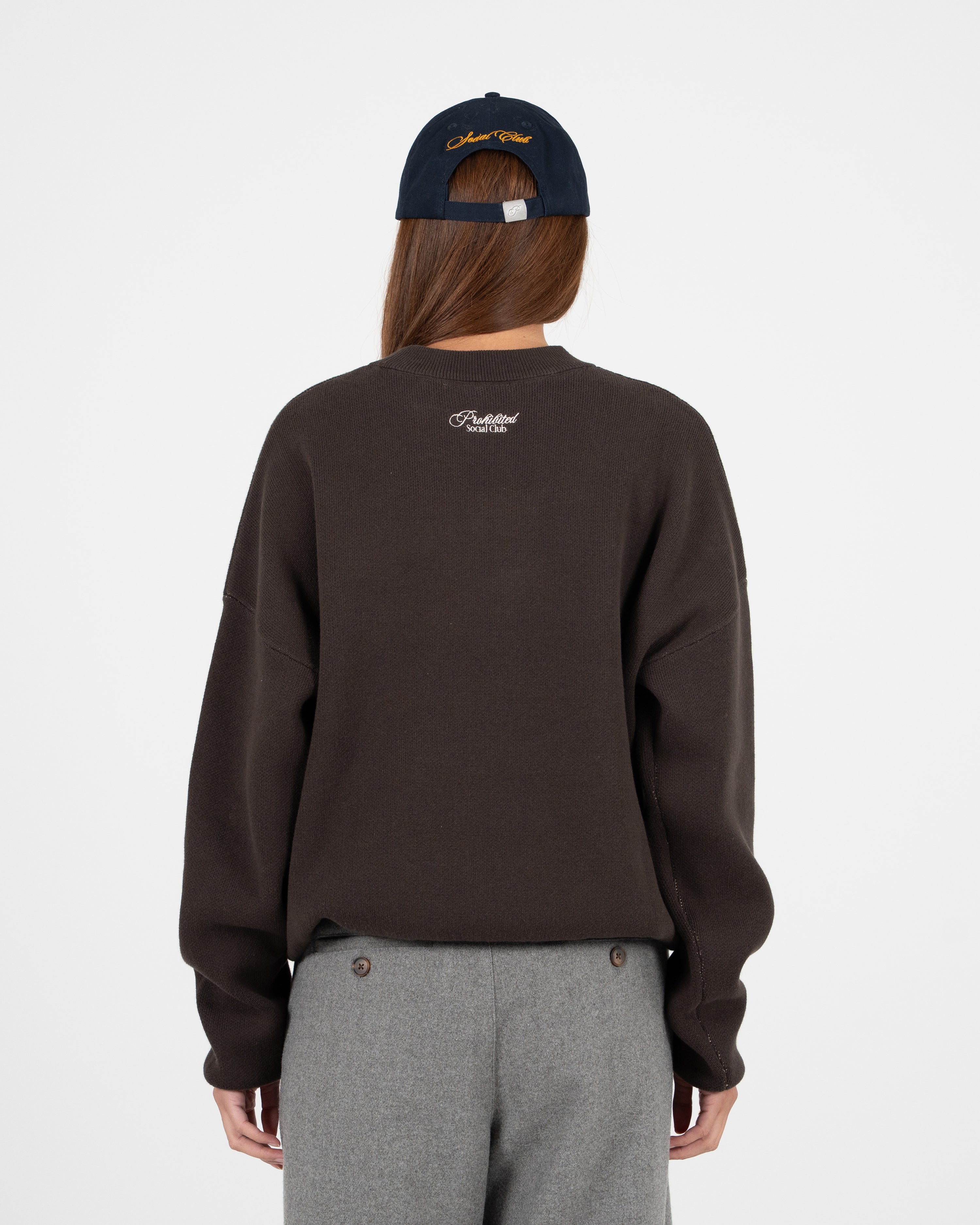 Emblem Knit Sweater Brown