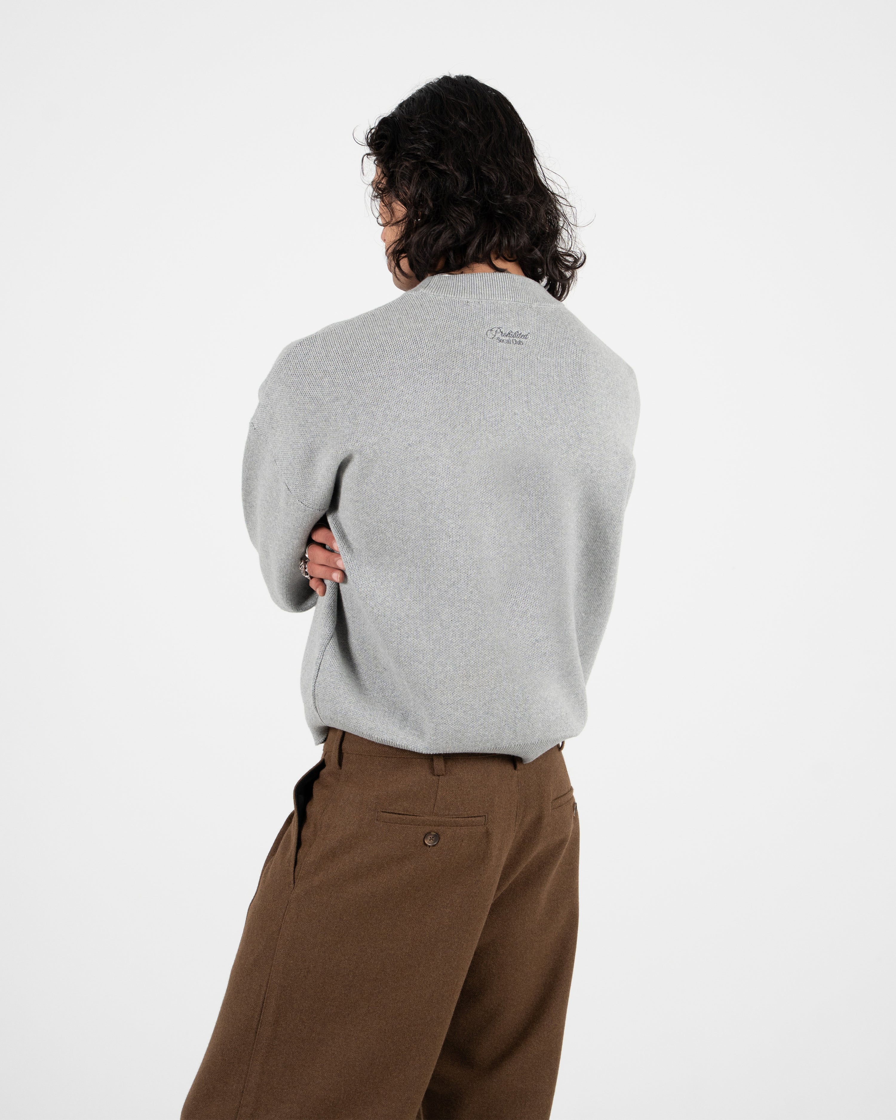 Emblem Knit Sweater Grey