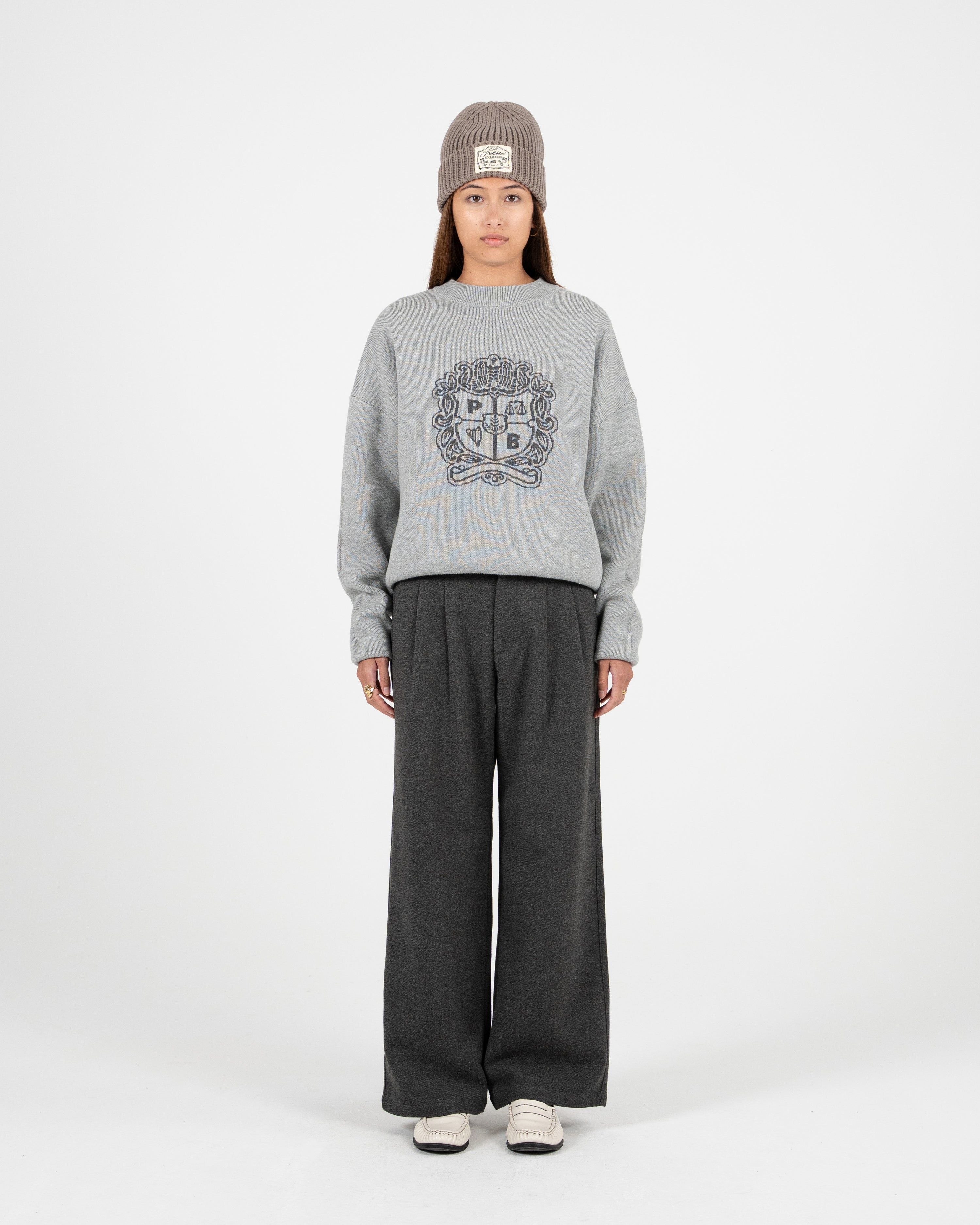 Emblem Knit Sweater Grey