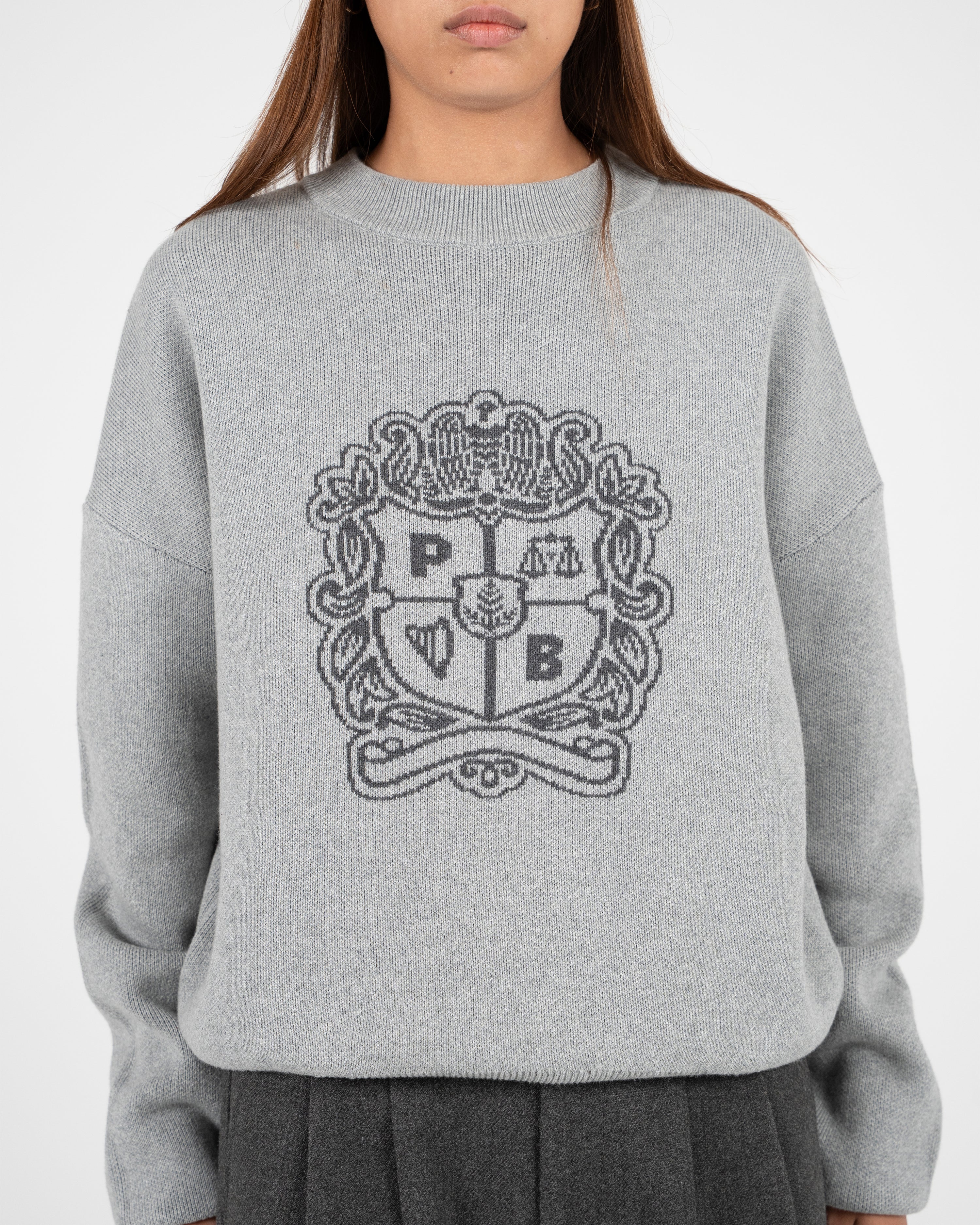 Emblem Knit Sweater Grey