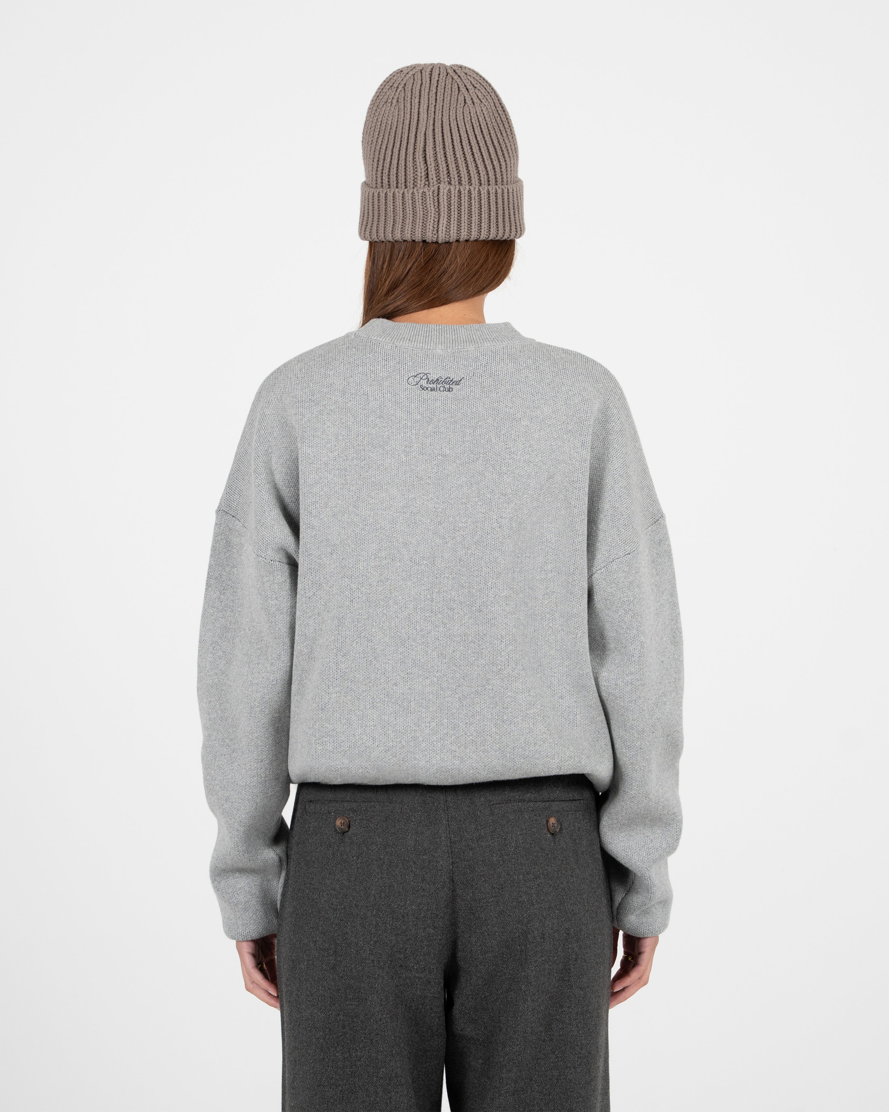 Emblem Knit Sweater Grey