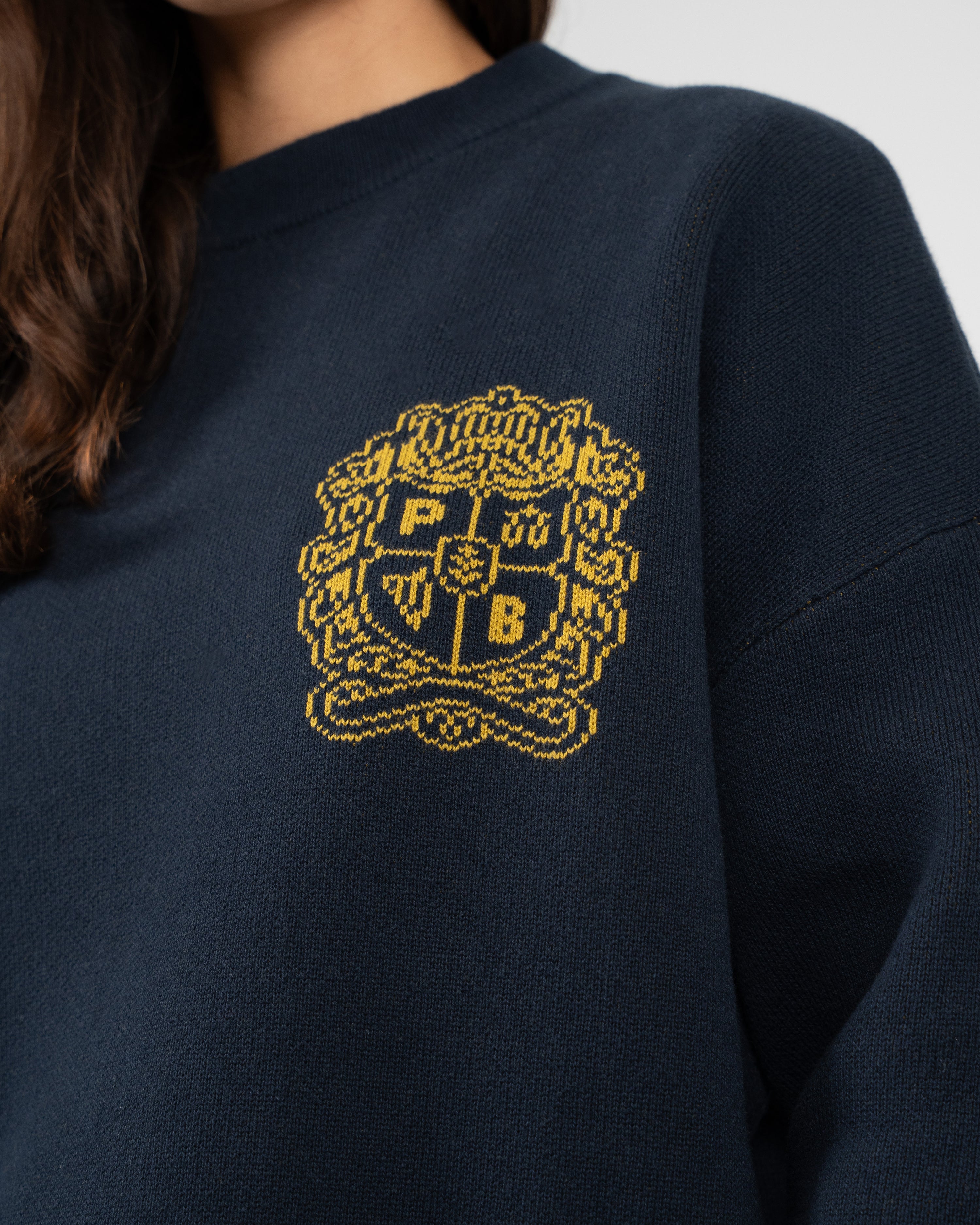 Emblem Knit Sweater Navy