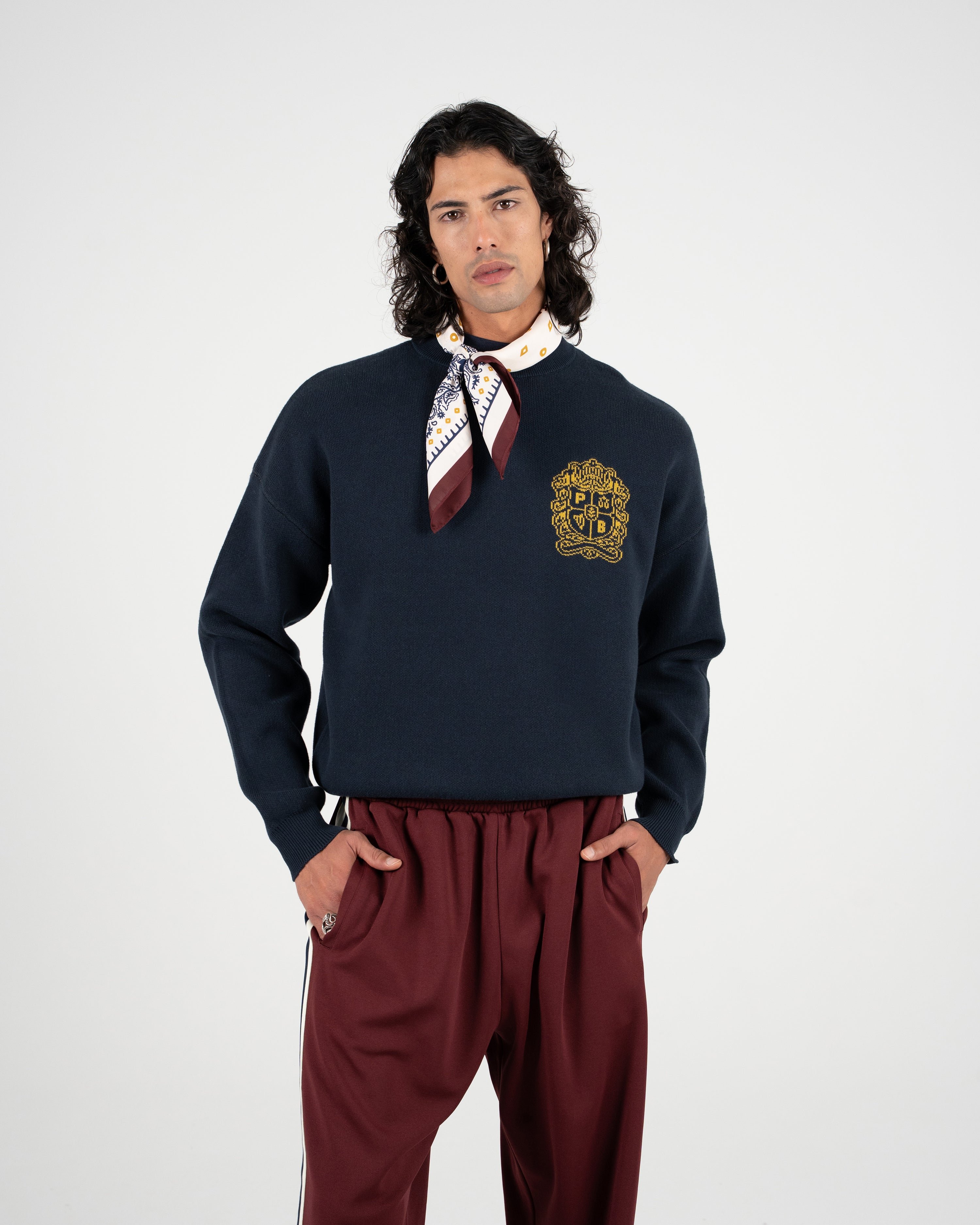 Emblem Knit Sweater Navy