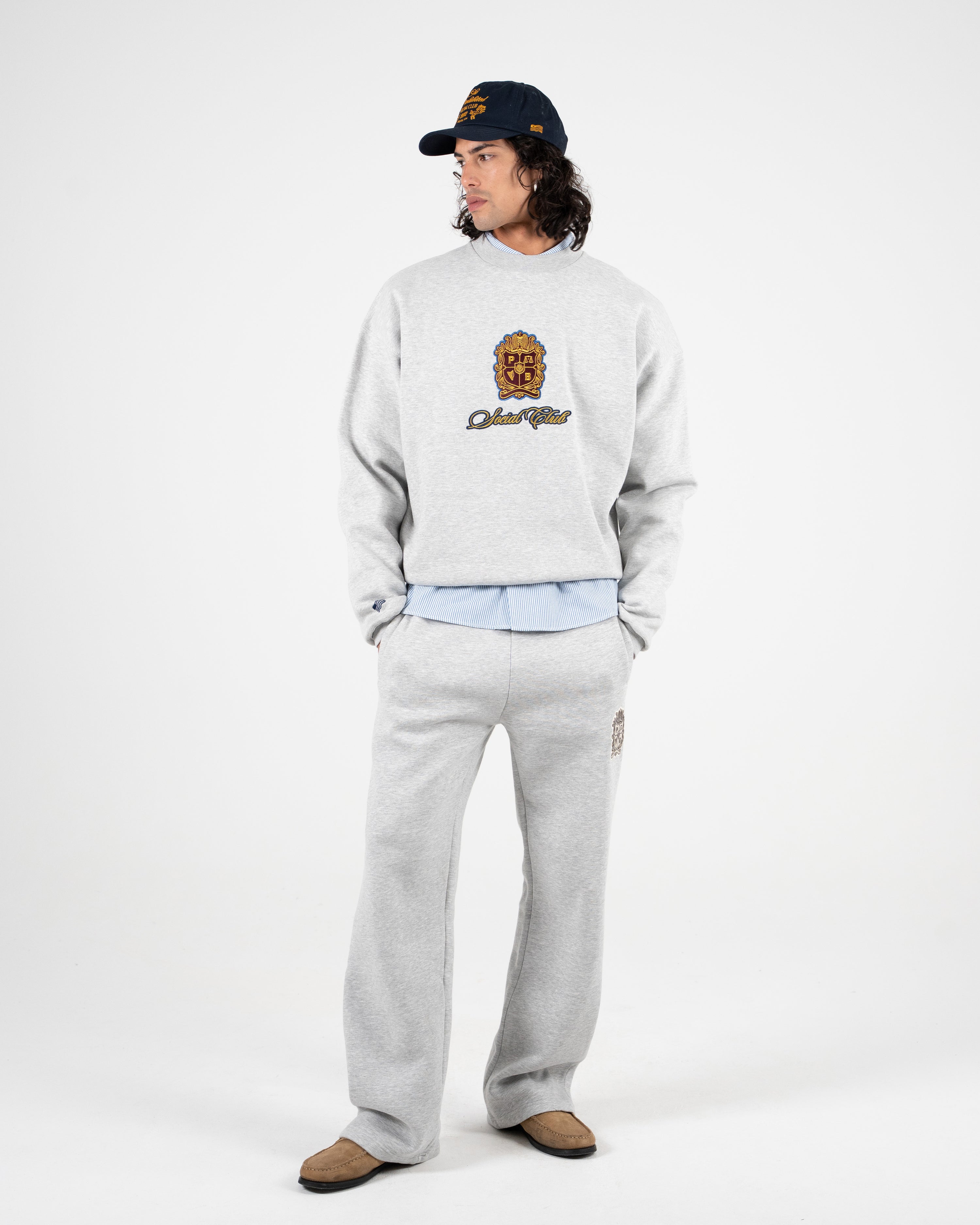 Emblem Patch Crew Neck Grey Melange