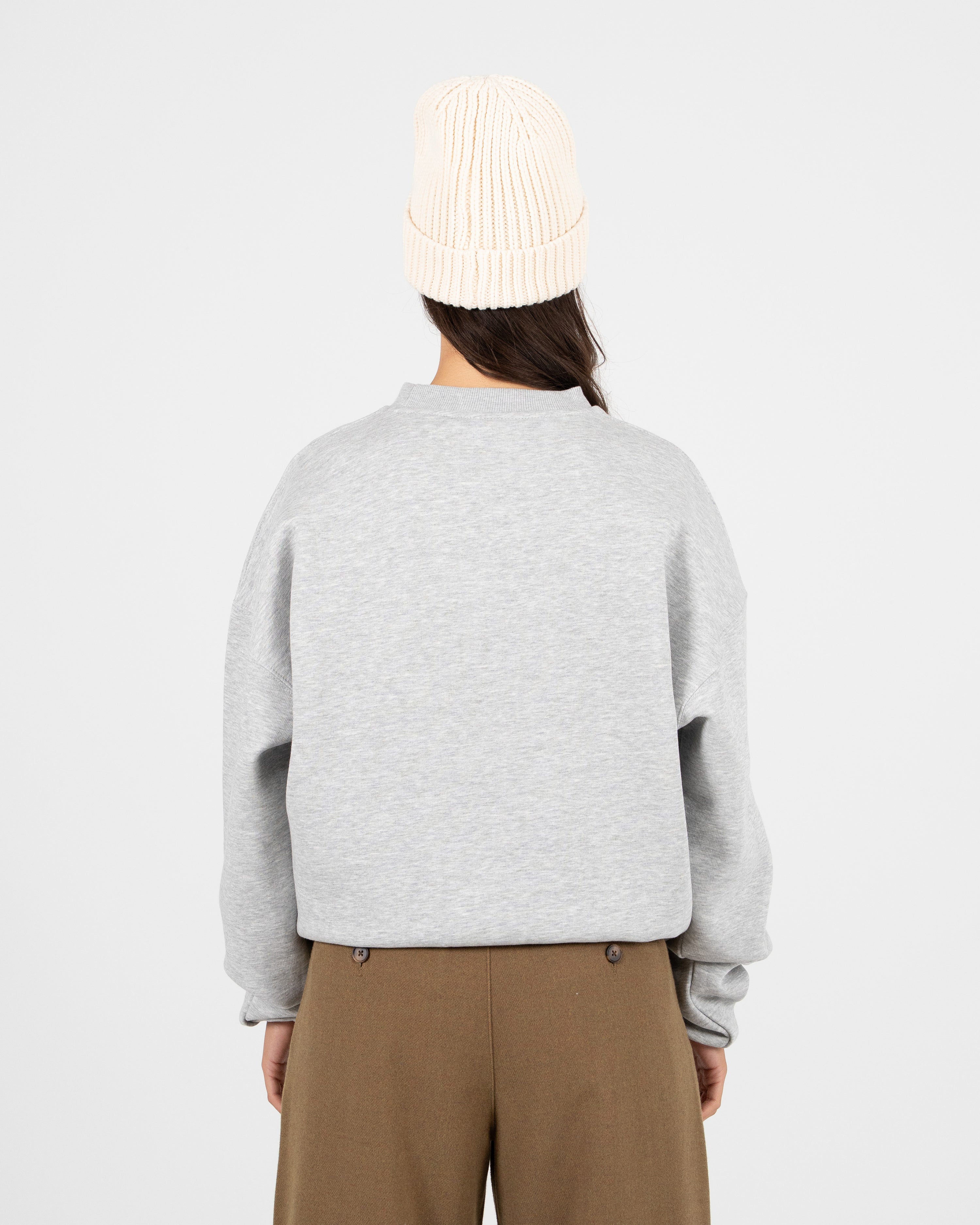 Emblem Patch Crew Neck Grey Melange