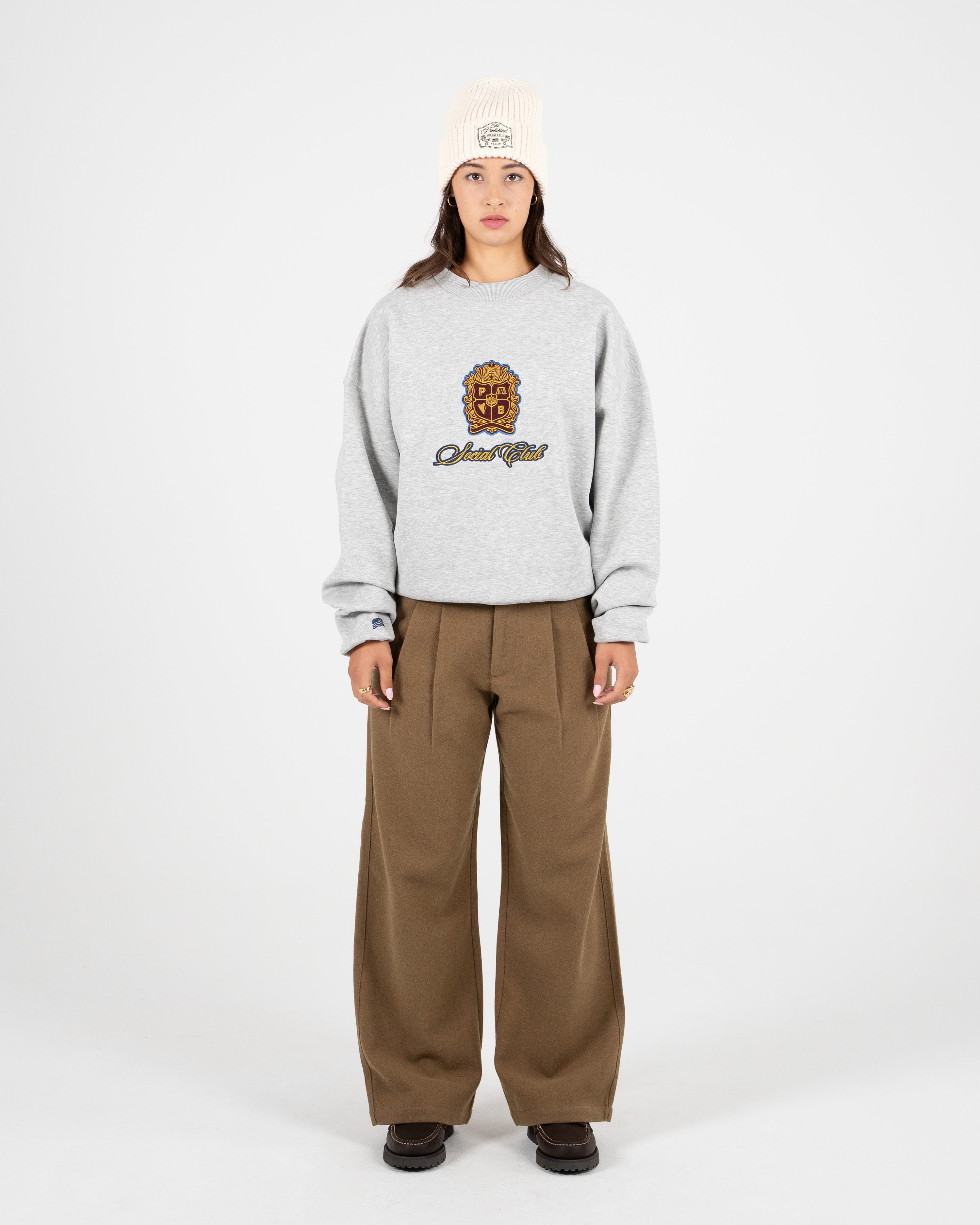 Emblem Patch Crew Neck Grey Melange