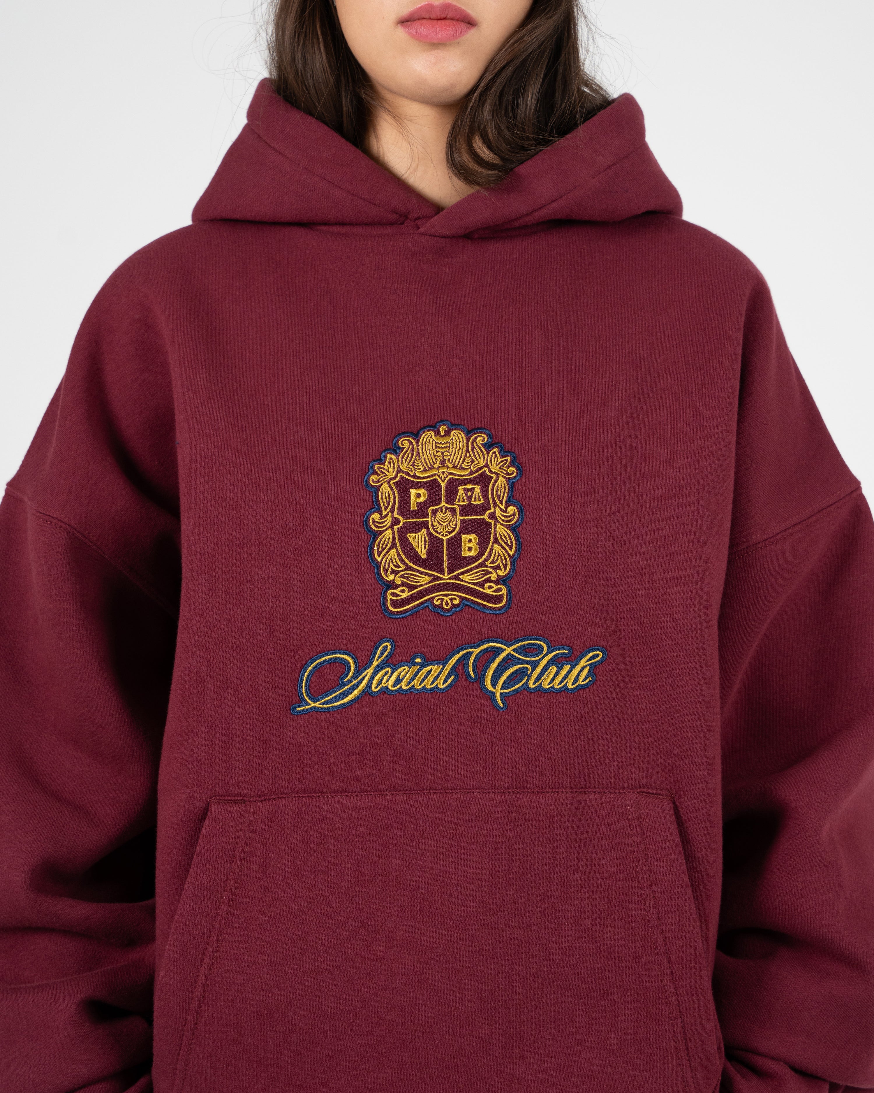 Emblem Patch Hoodie Bordeaux