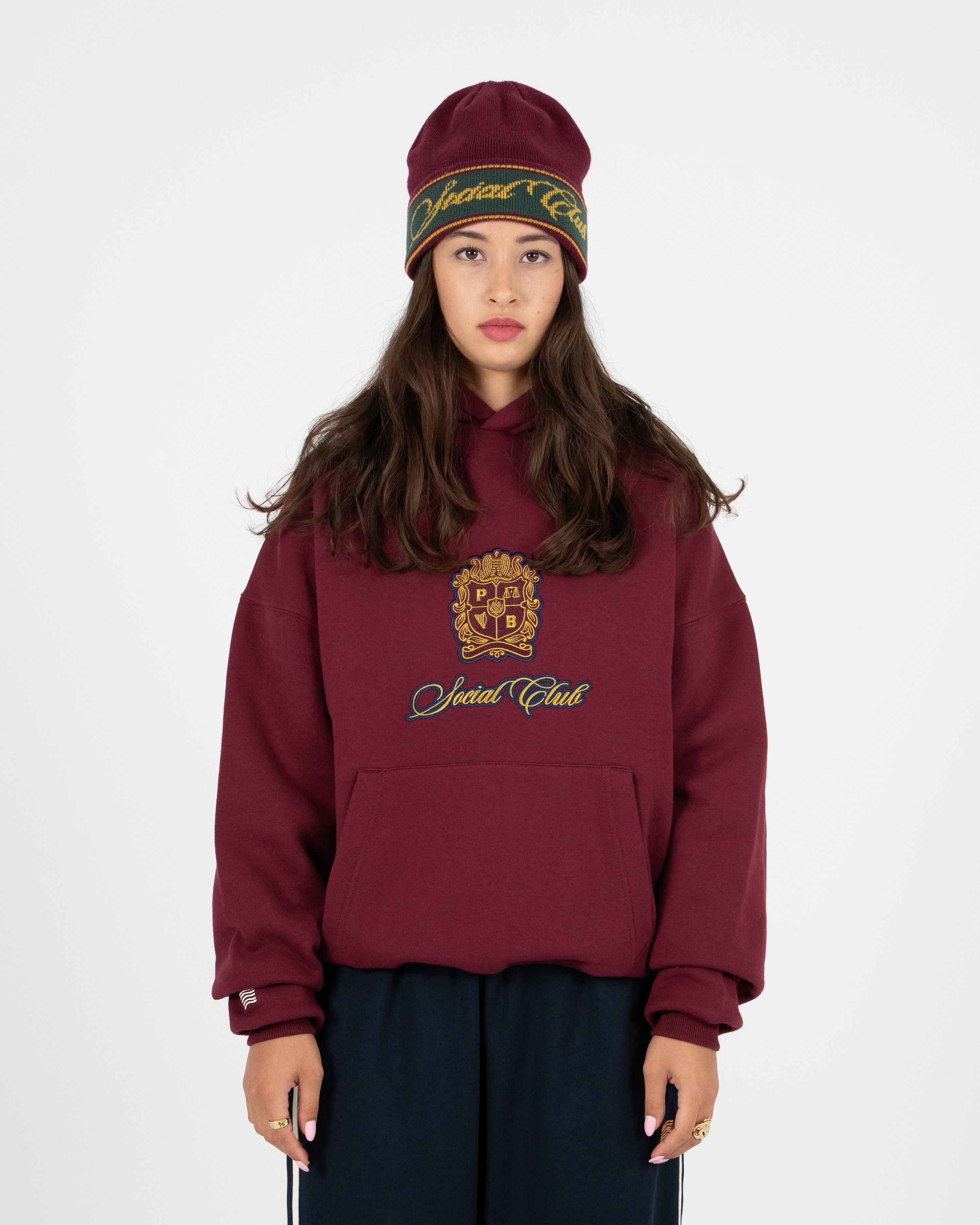 Emblem Patch Hoodie Bordeaux