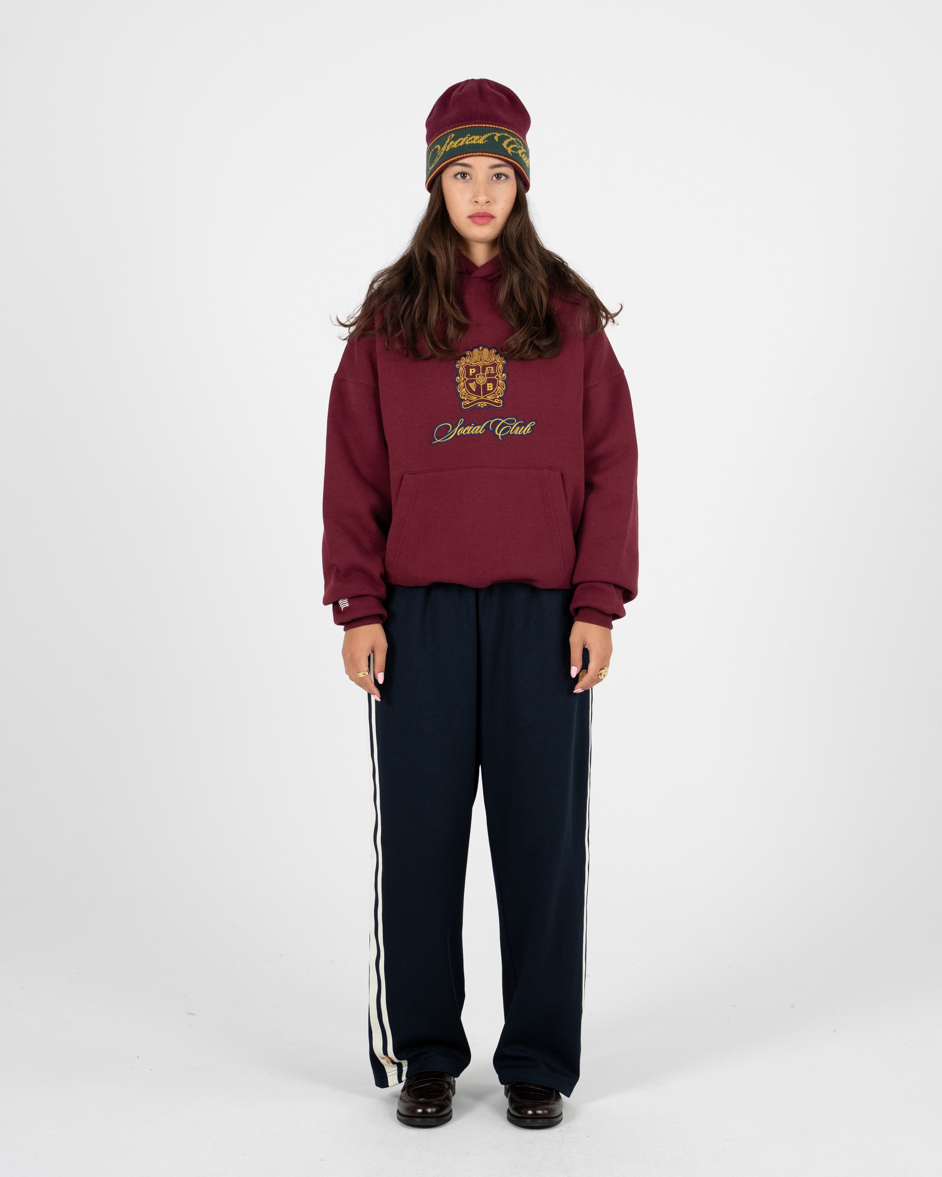 Emblem Patch Hoodie Bordeaux