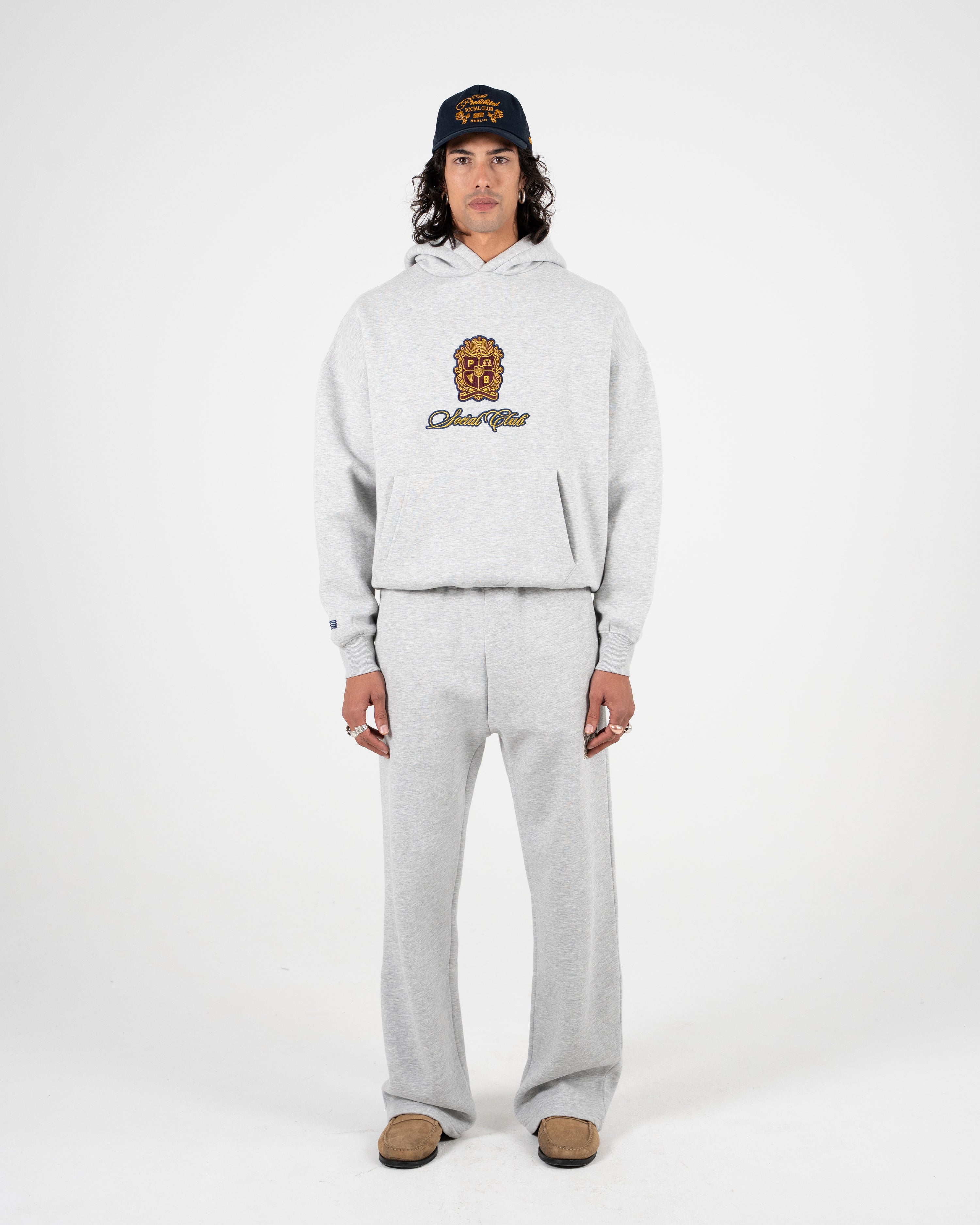 Emblem Patch Hoodie Grey Melange