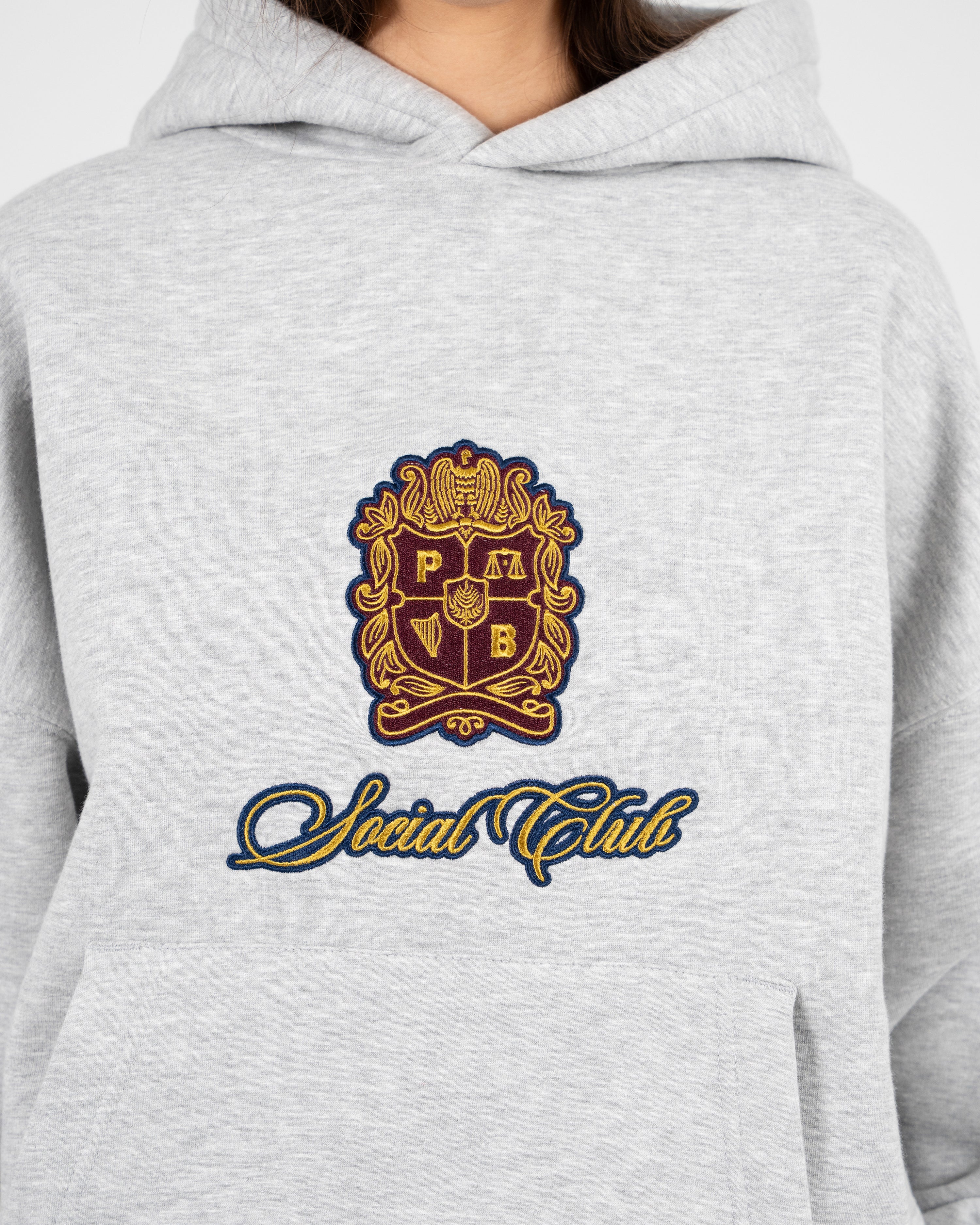 Emblem Patch Hoodie Grey Melange