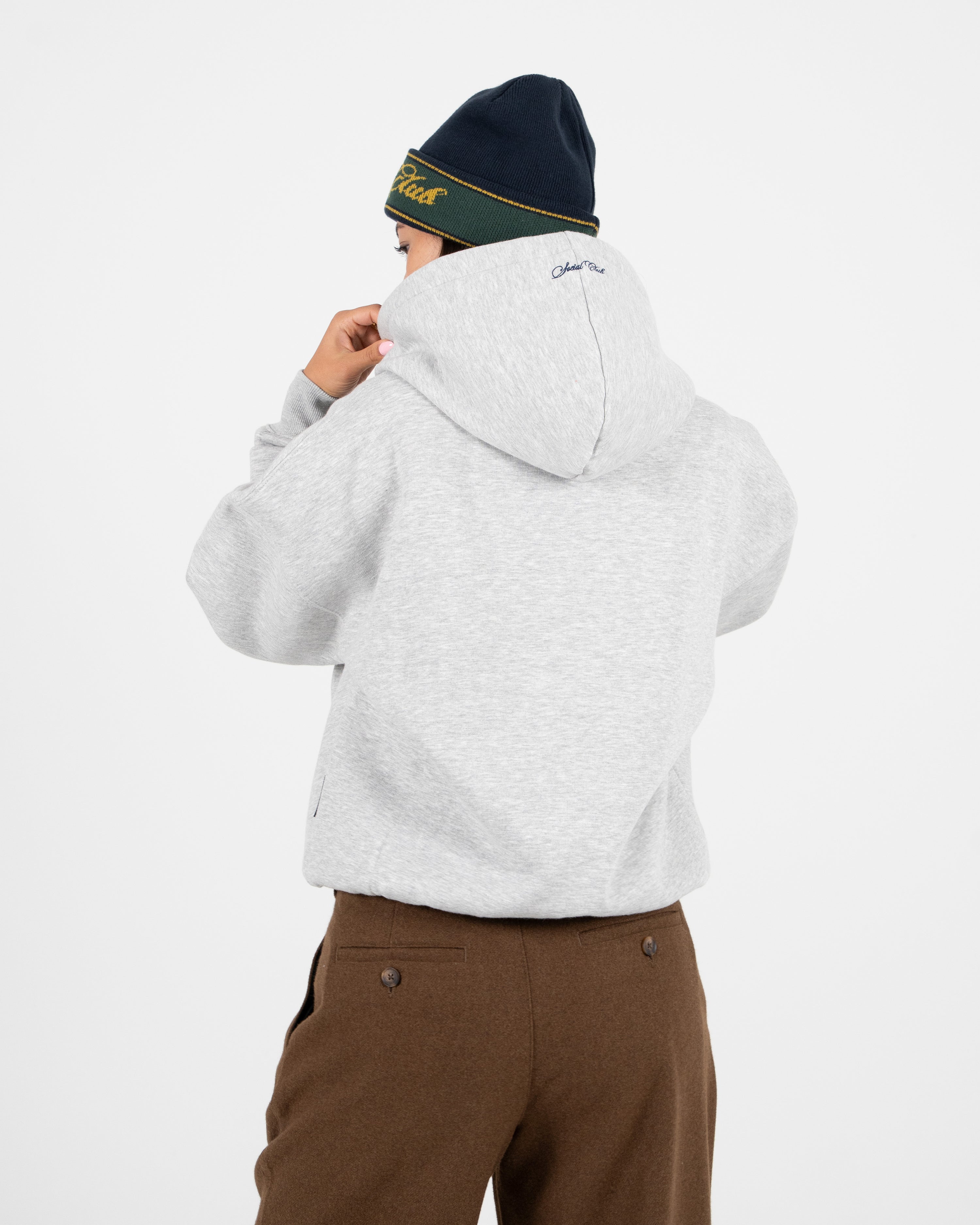 Emblem Patch Hoodie Grey Melange