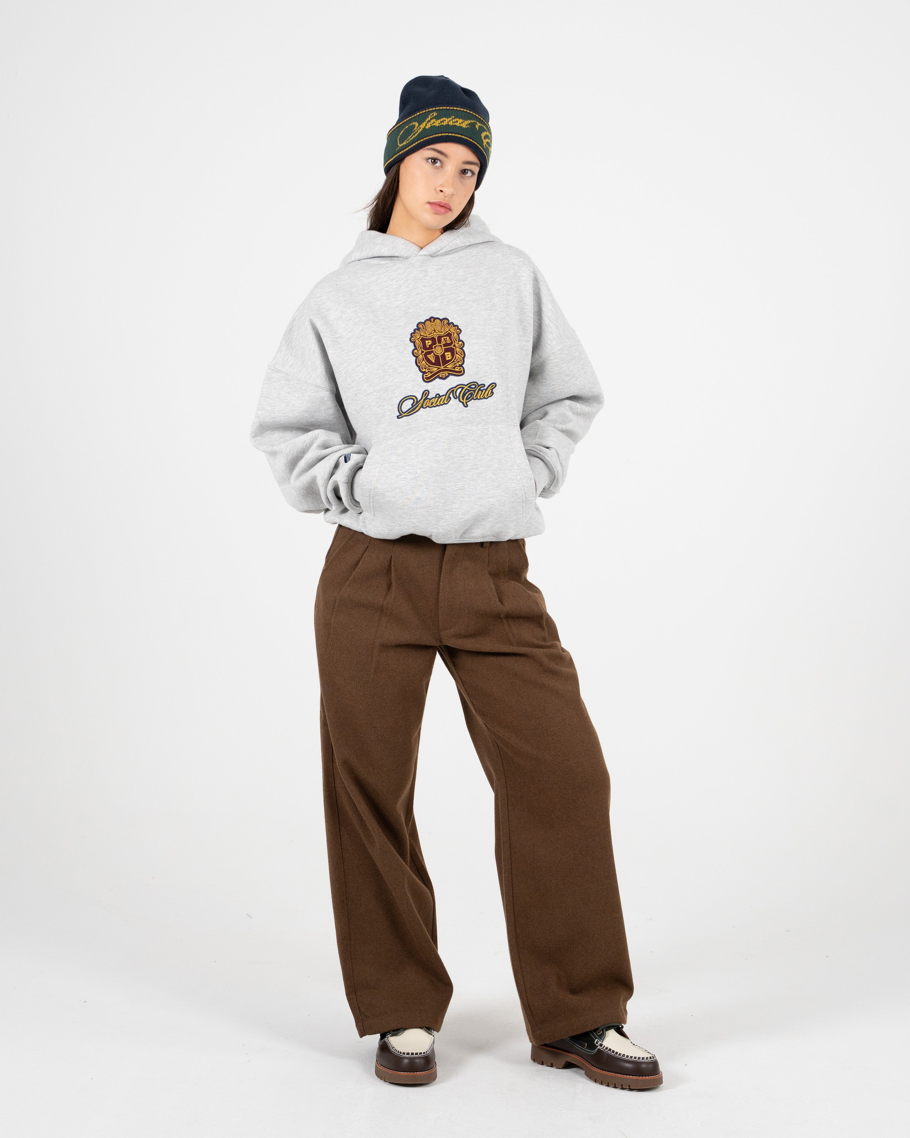Emblem Patch Hoodie Grey Melange