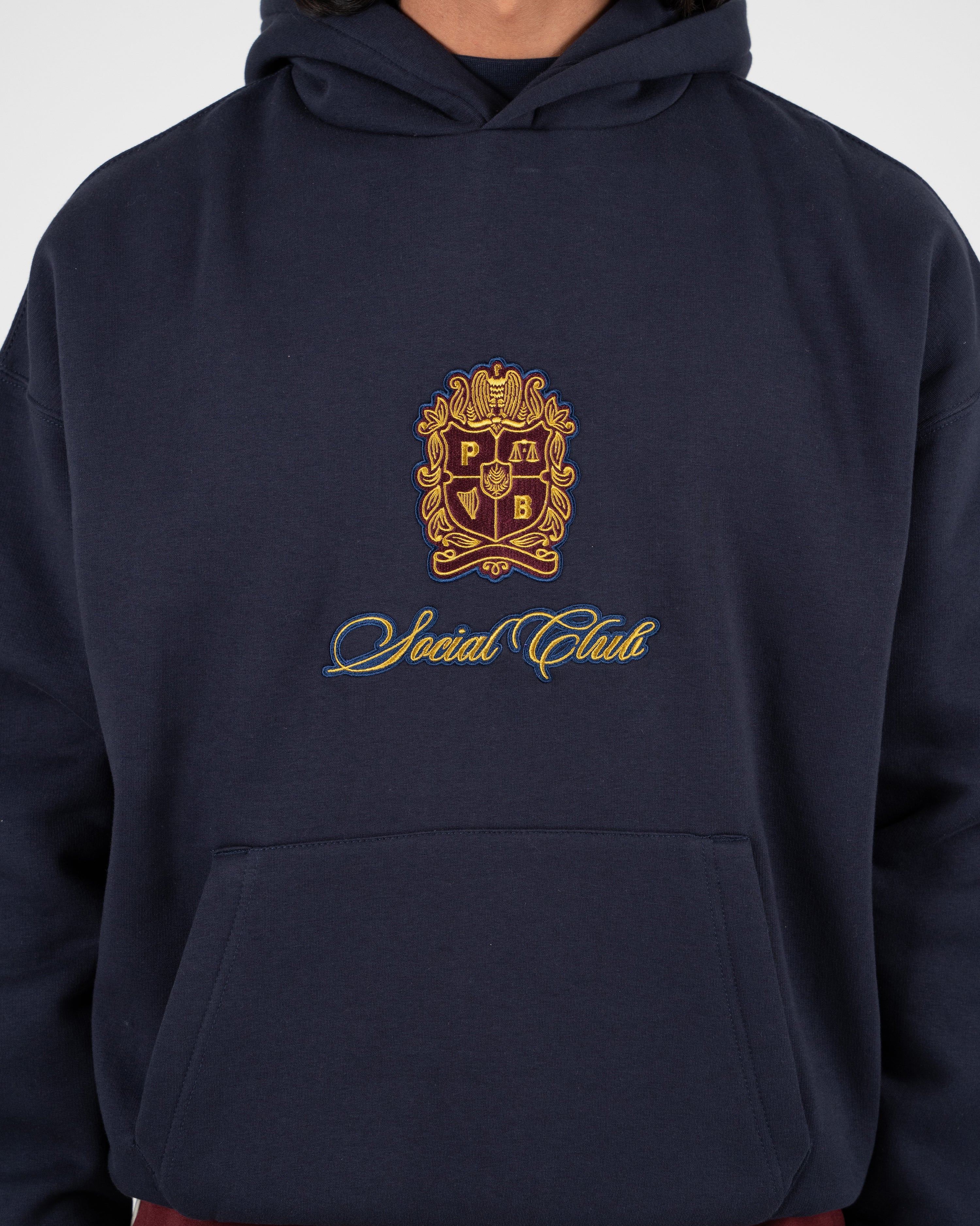 Emblem Patch Hoodie Navy