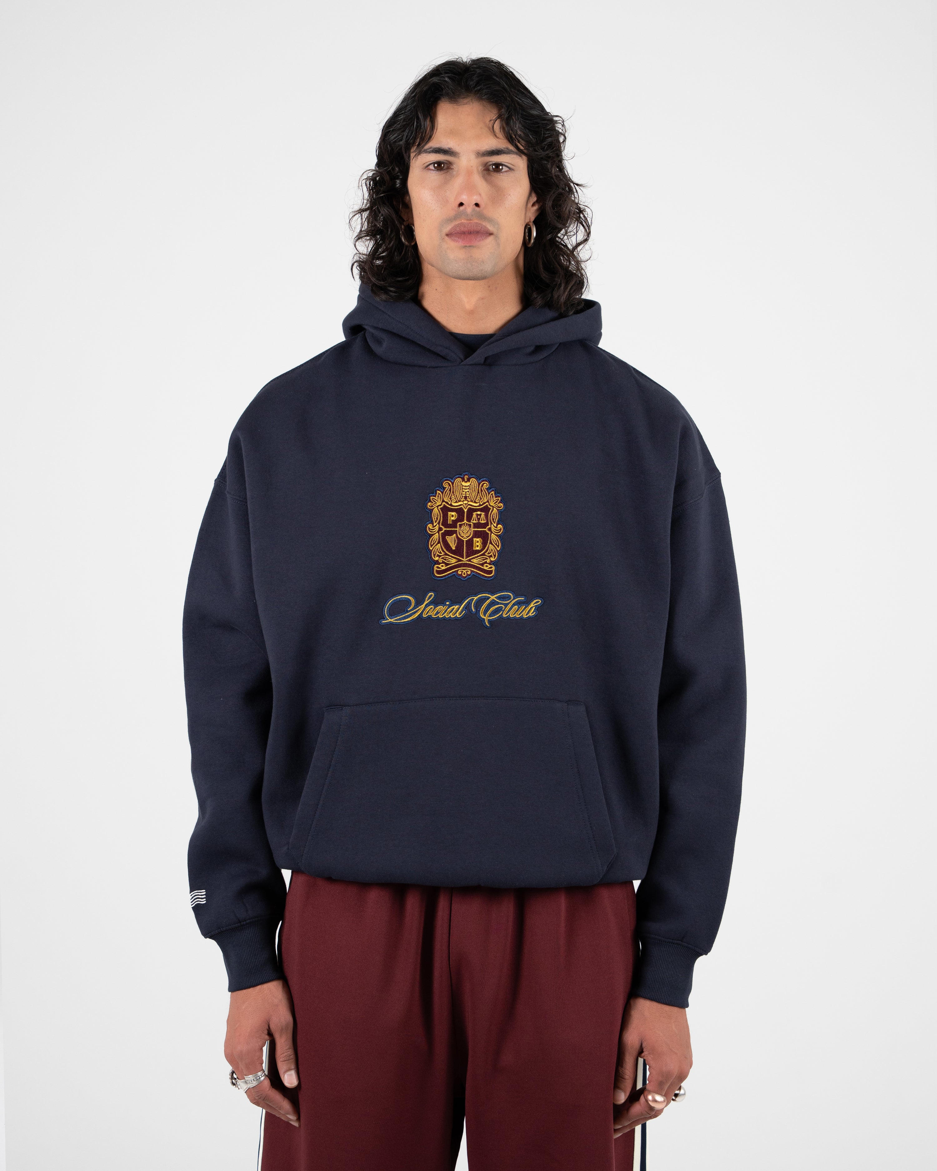 Emblem Patch Hoodie Navy