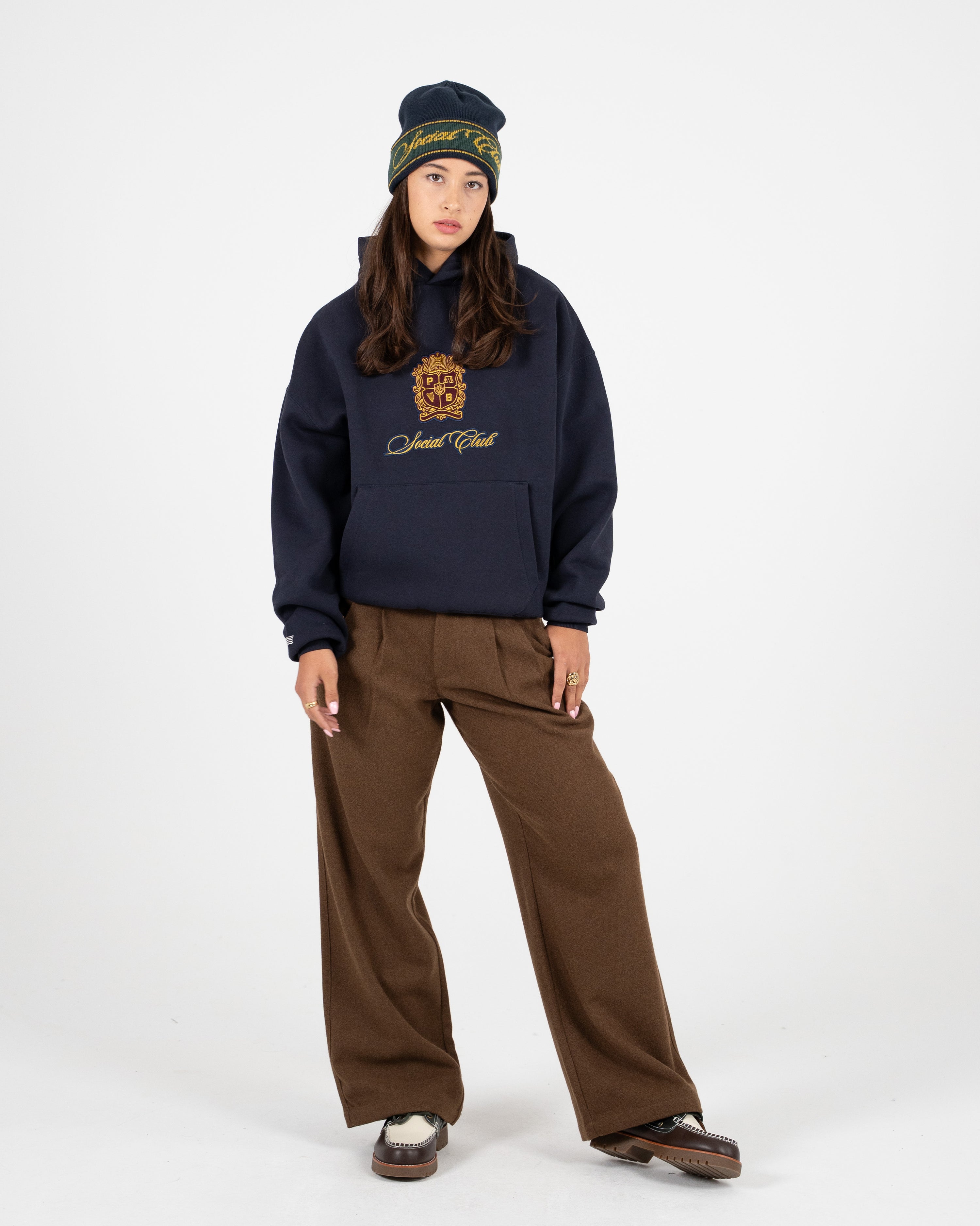 Emblem Patch Hoodie Navy