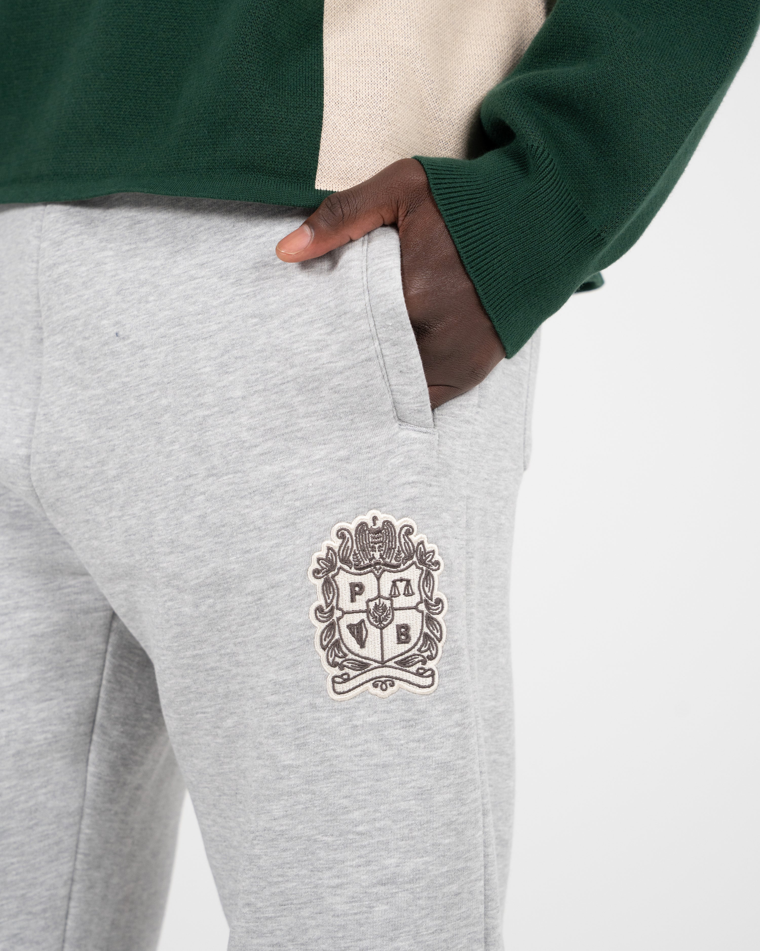 Emblem Patch Sweatpants Grey Melange