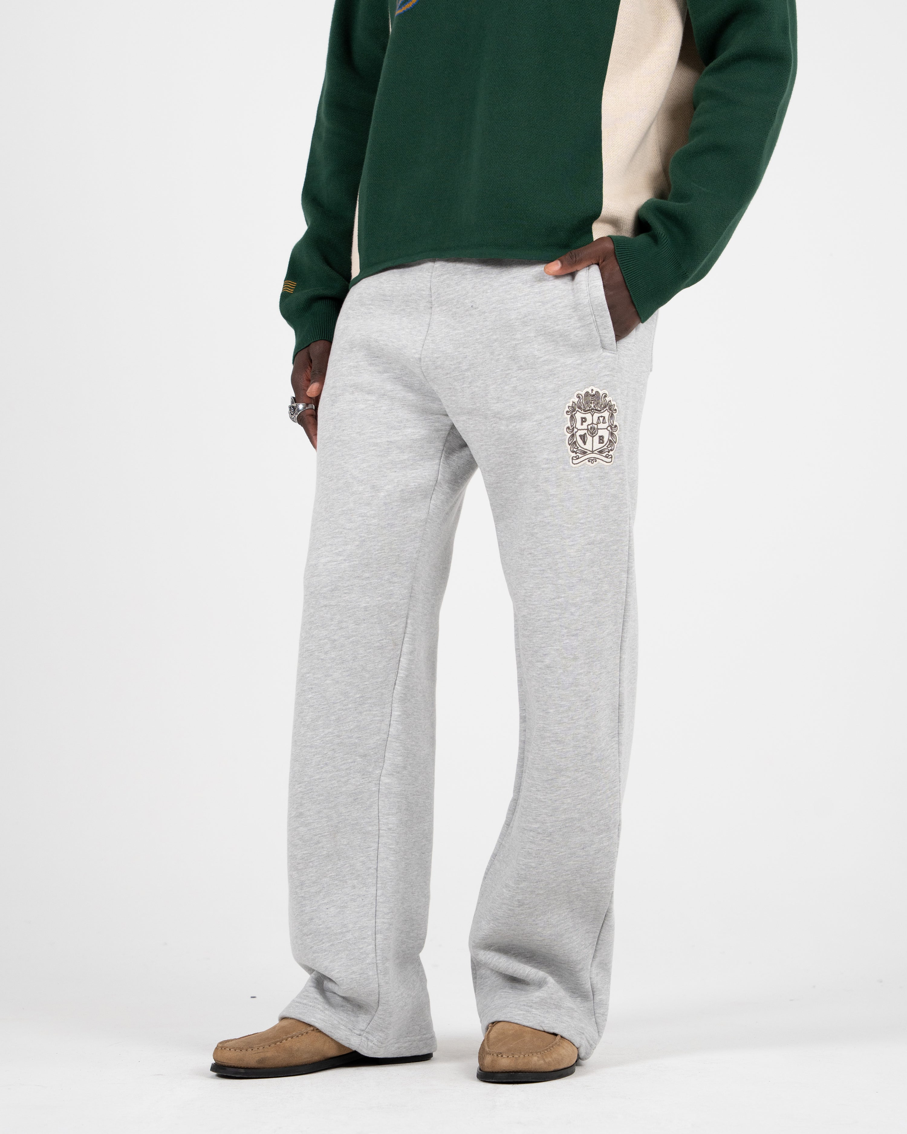 Emblem Patch Sweatpants Grey Melange