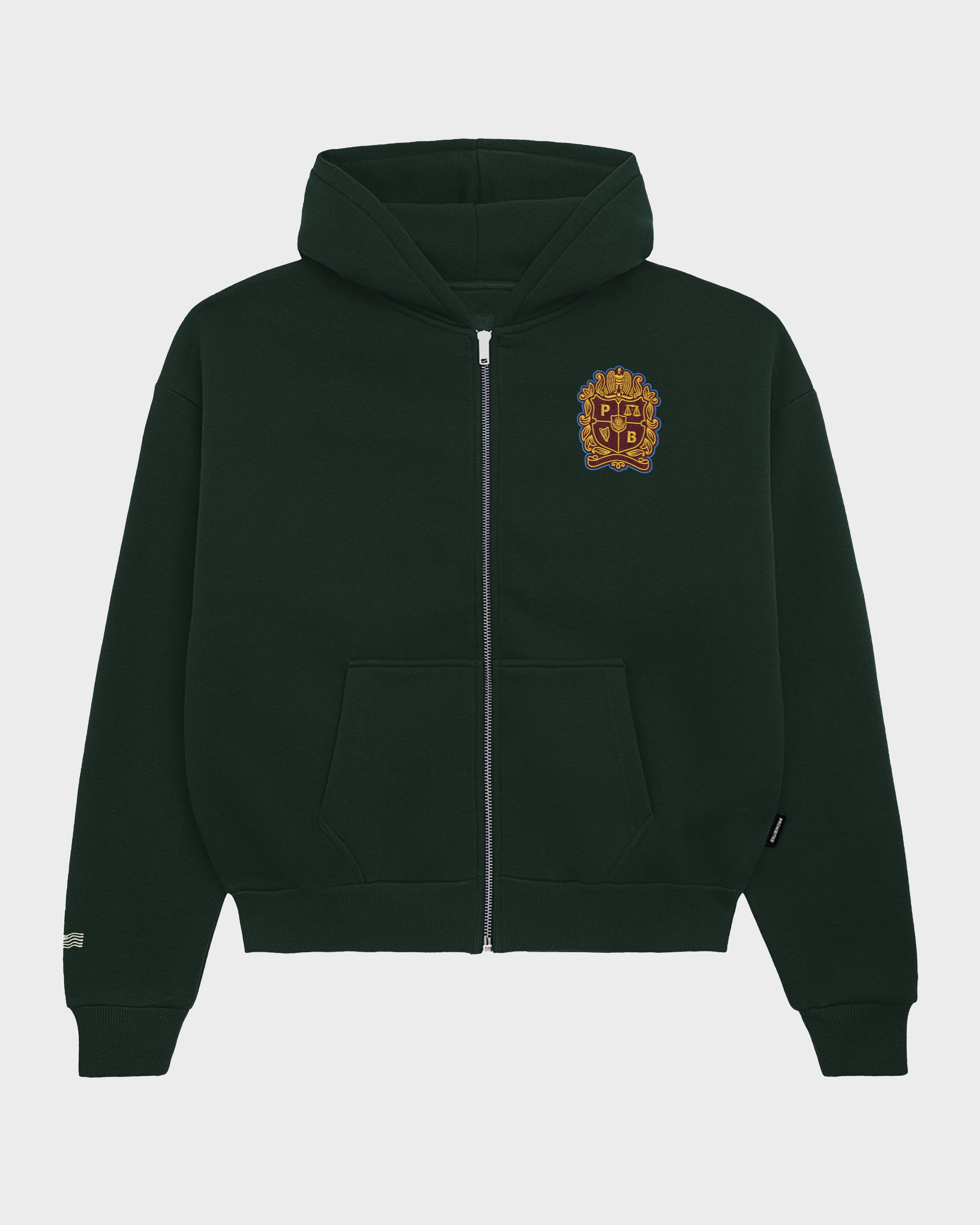 Emblem Patch Zip-Hoodie Green