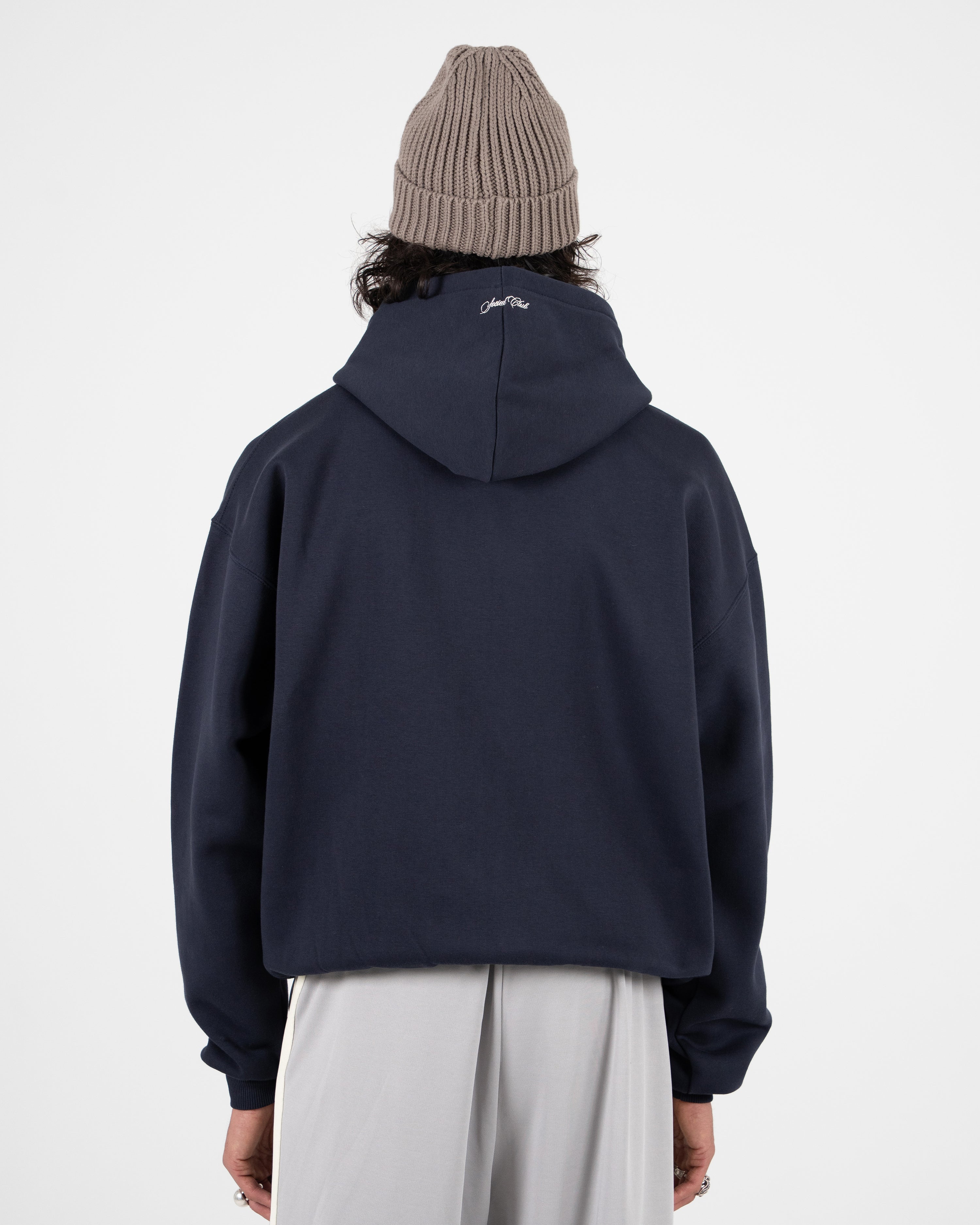 Emblem Patch Zip-Hoodie Navy