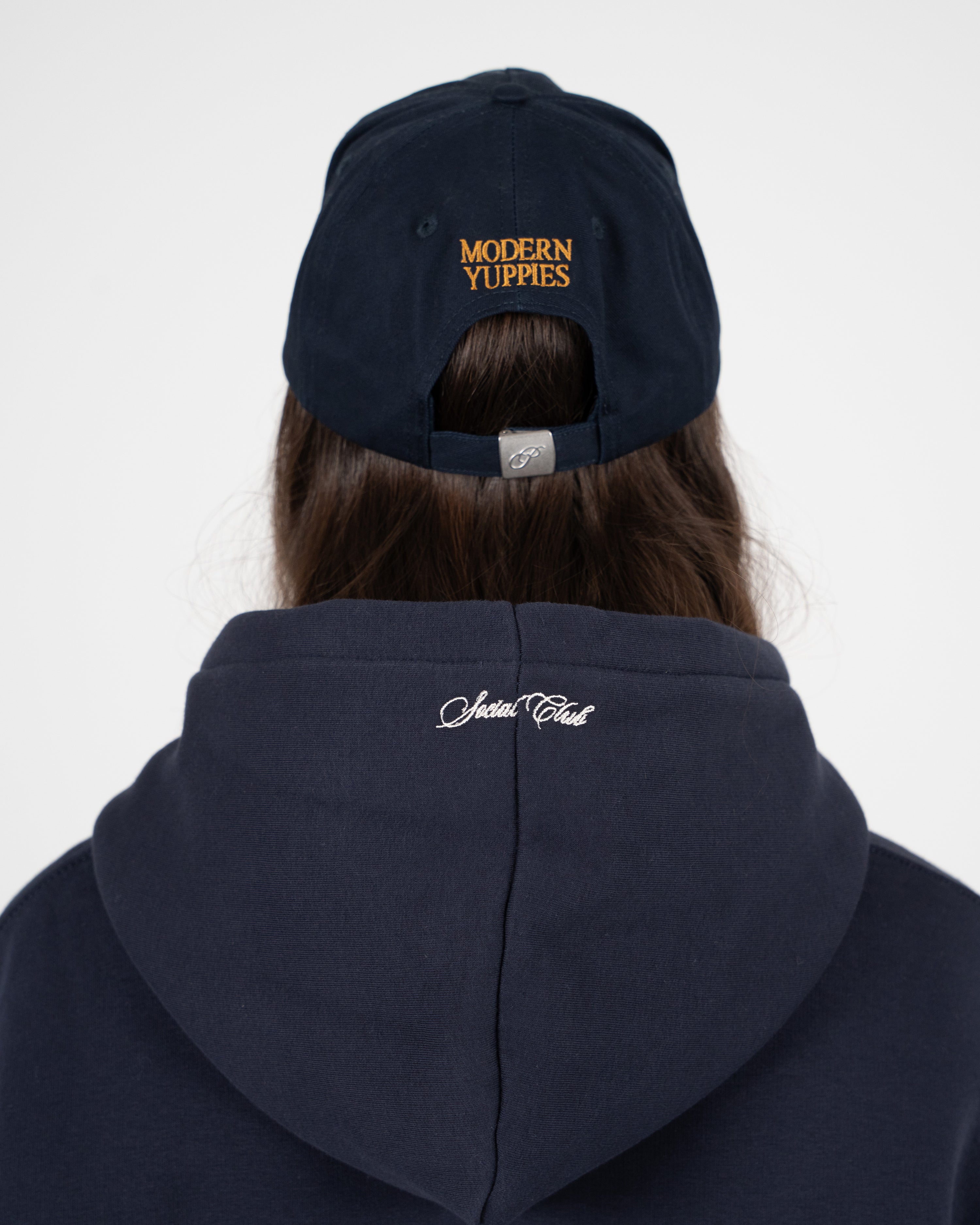 Emblem Patch Zip-Hoodie Navy