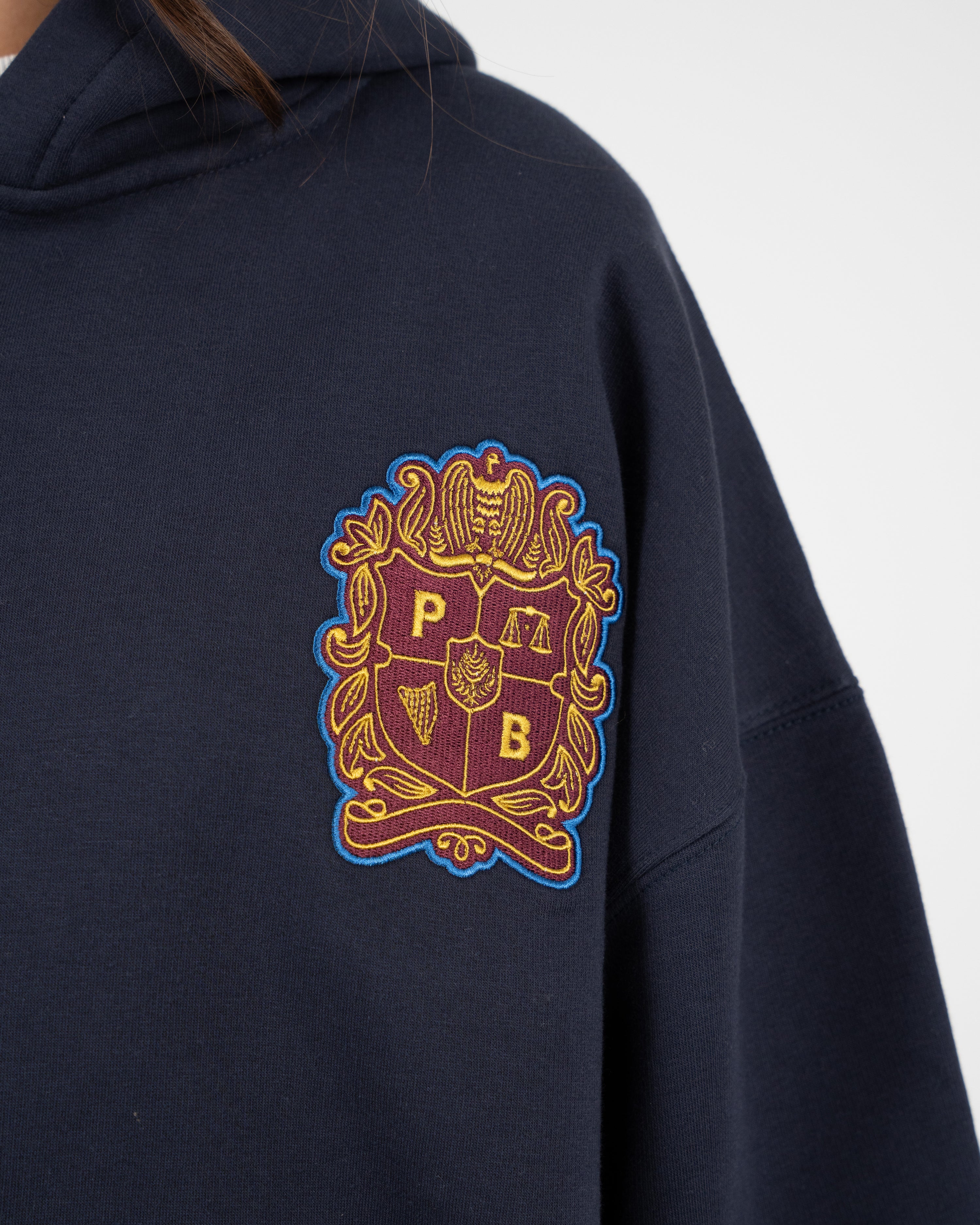 Emblem Patch Zip-Hoodie Navy