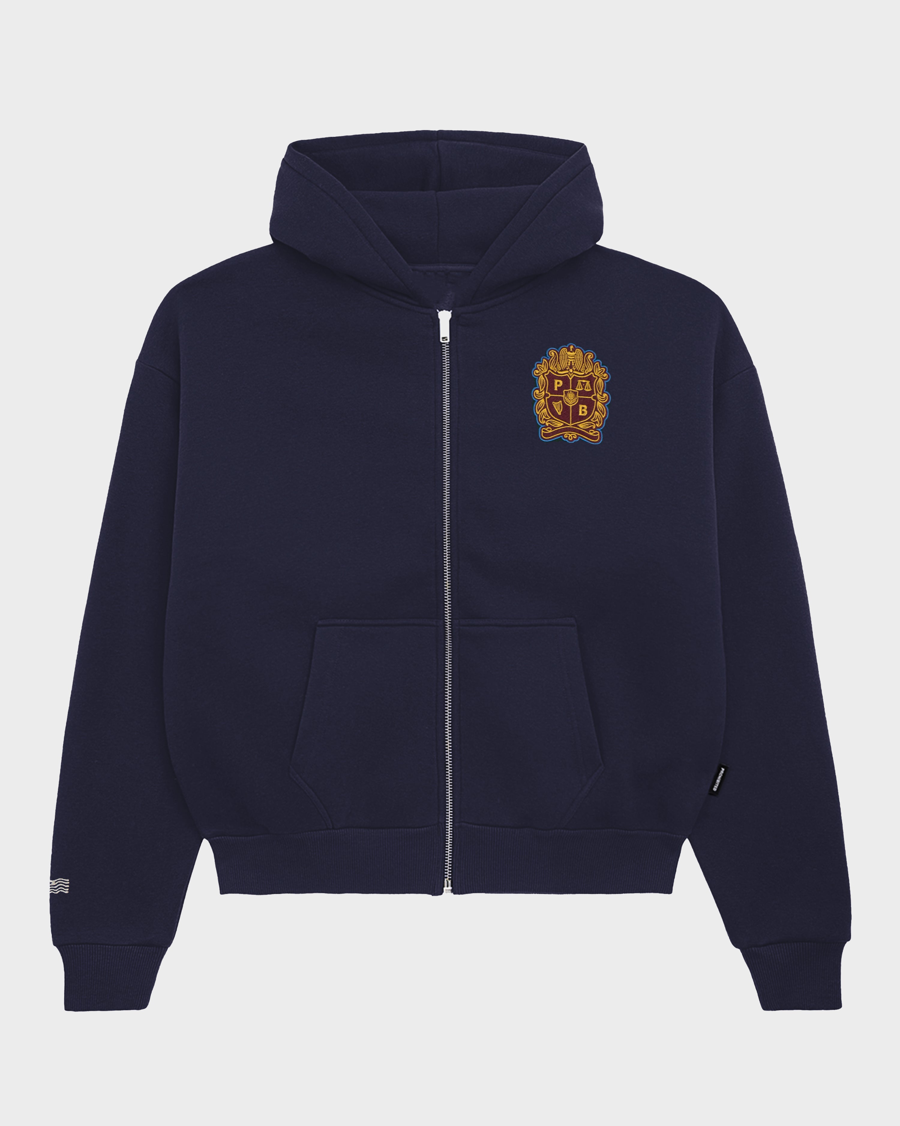 Emblem Patch Zip-Hoodie Navy