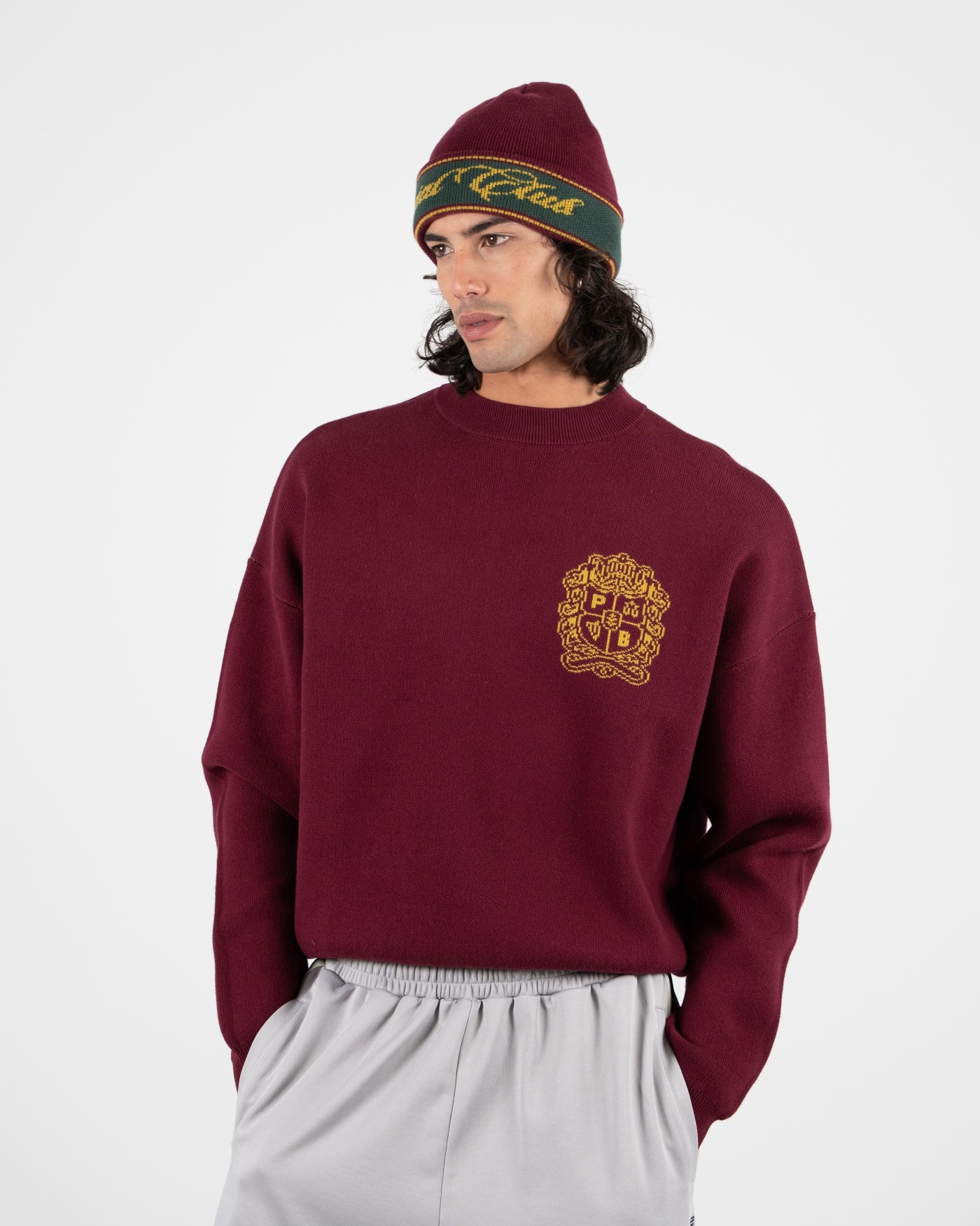 Emblem Knit Sweater | Bordeaux
