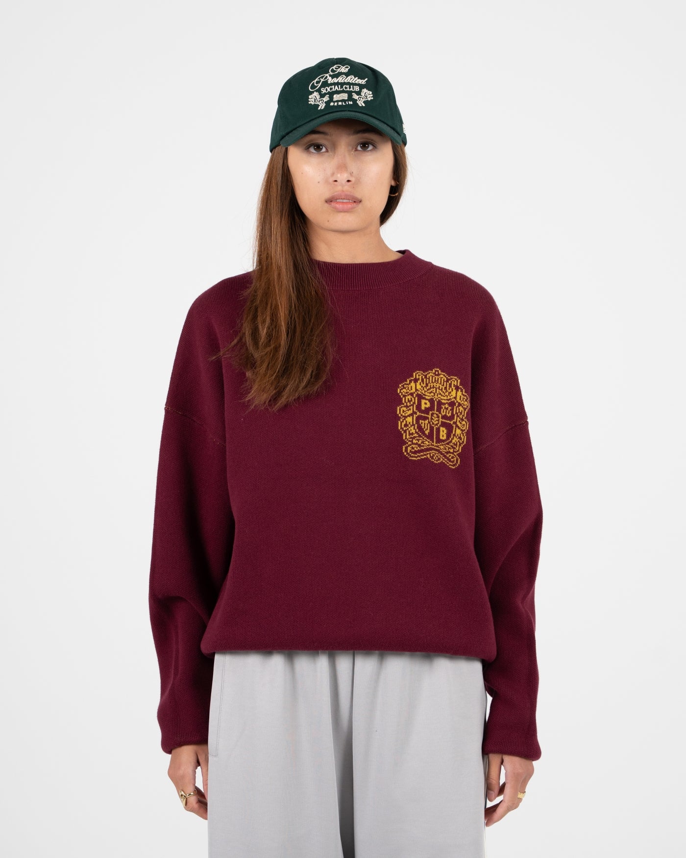 Emblem Knit Sweater | Bordeaux
